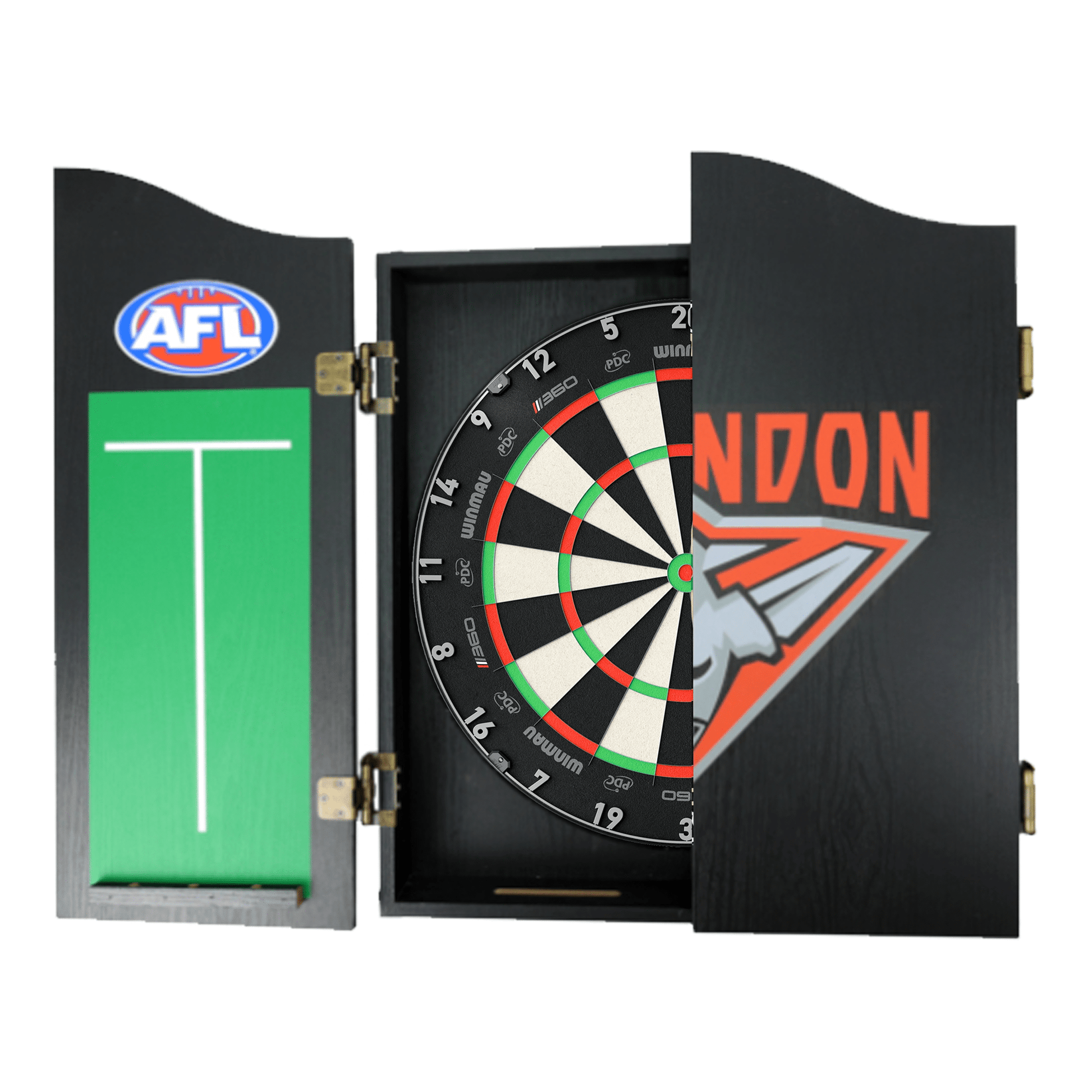 AFL Blade 360 Dartboard, Official AFL Cabinet & Darts - Complete Darts Set Blade 360 / Essendon Bombers Boards
