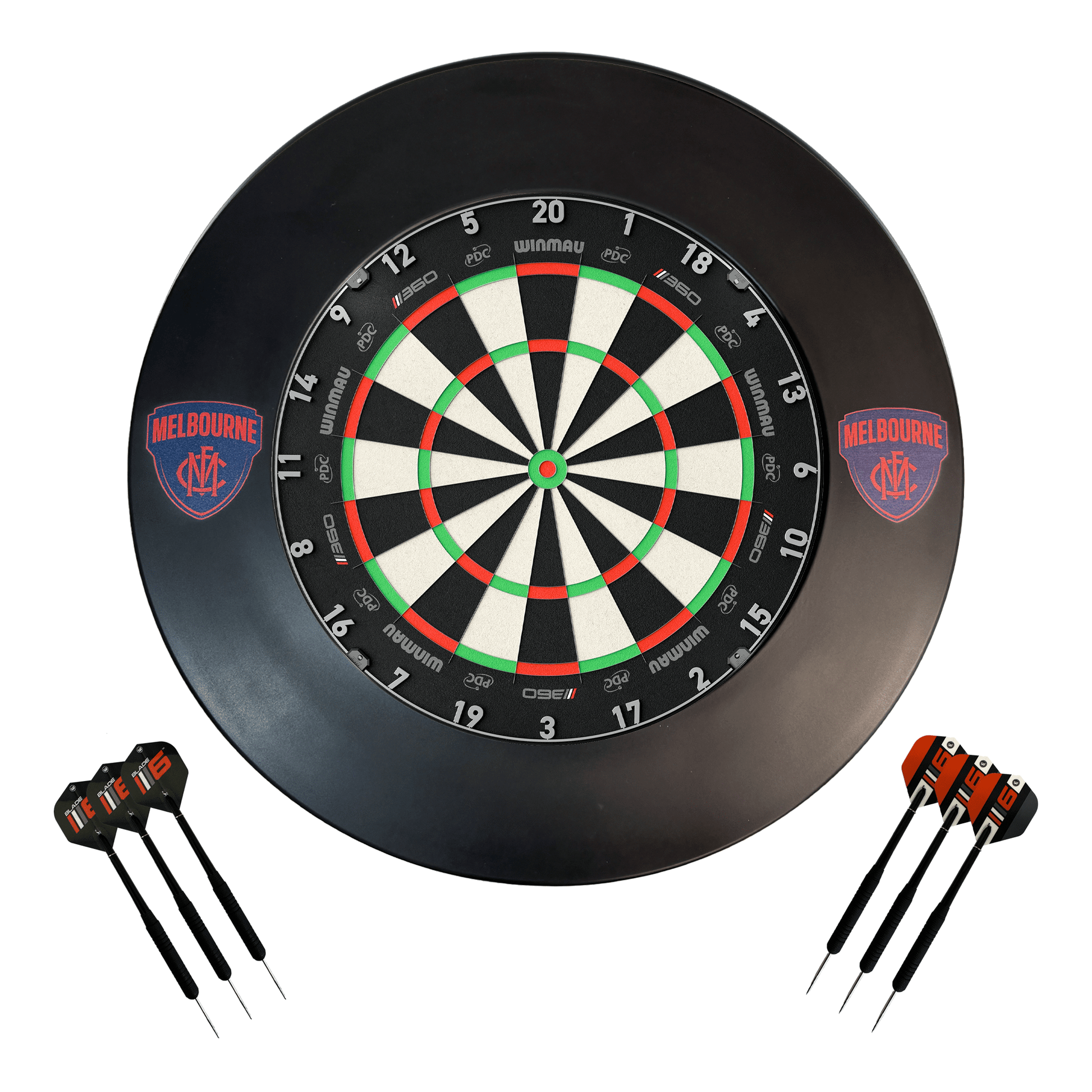 AFL Blade 360 Dartboard, Official AFL Surround & Darts - Complete Darts Set Blade 360 / Melbourne Demons Boards
