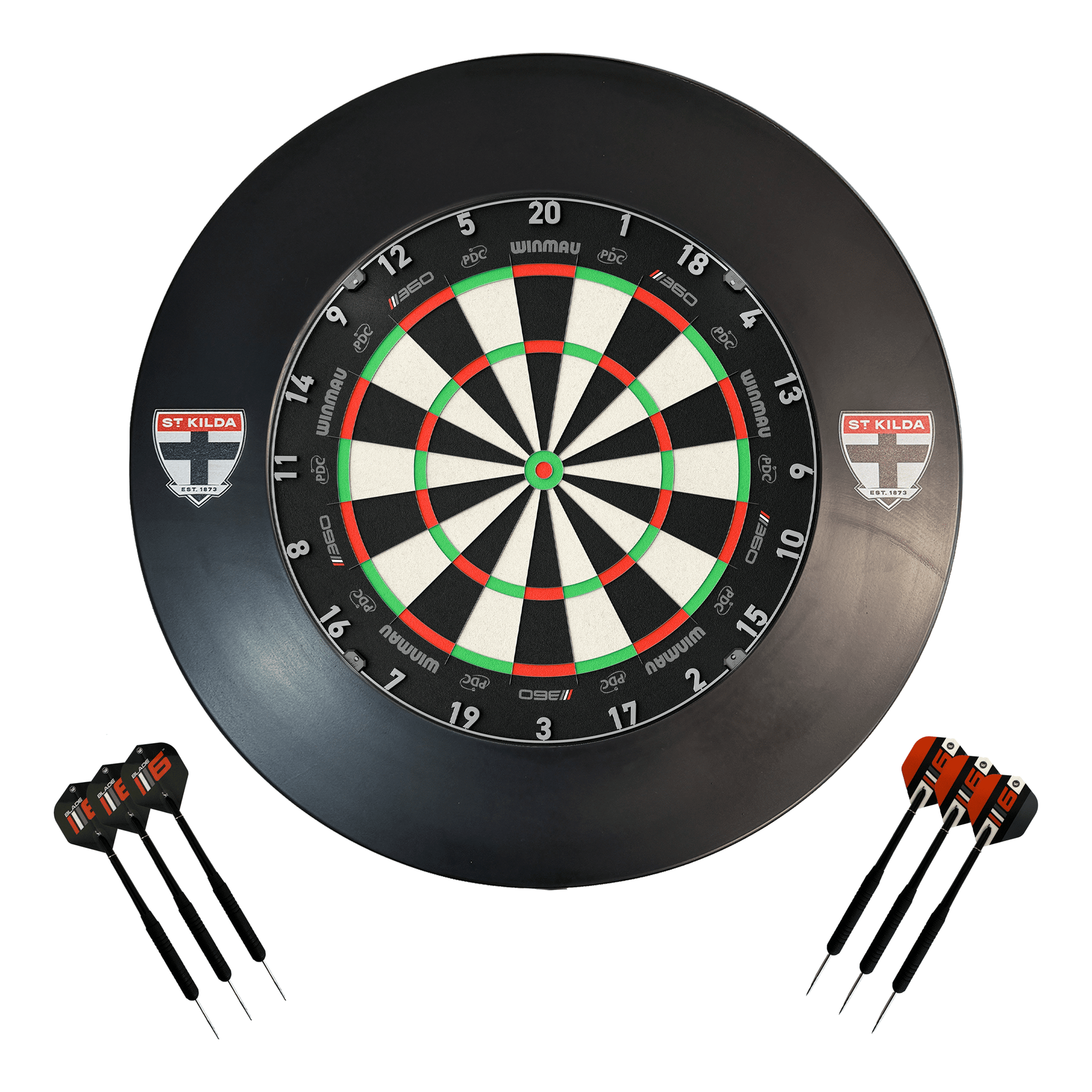 AFL Blade 360 Dartboard, Official AFL Surround & Darts - Complete Darts Set Blade 360 / St. Kilda Saints Boards