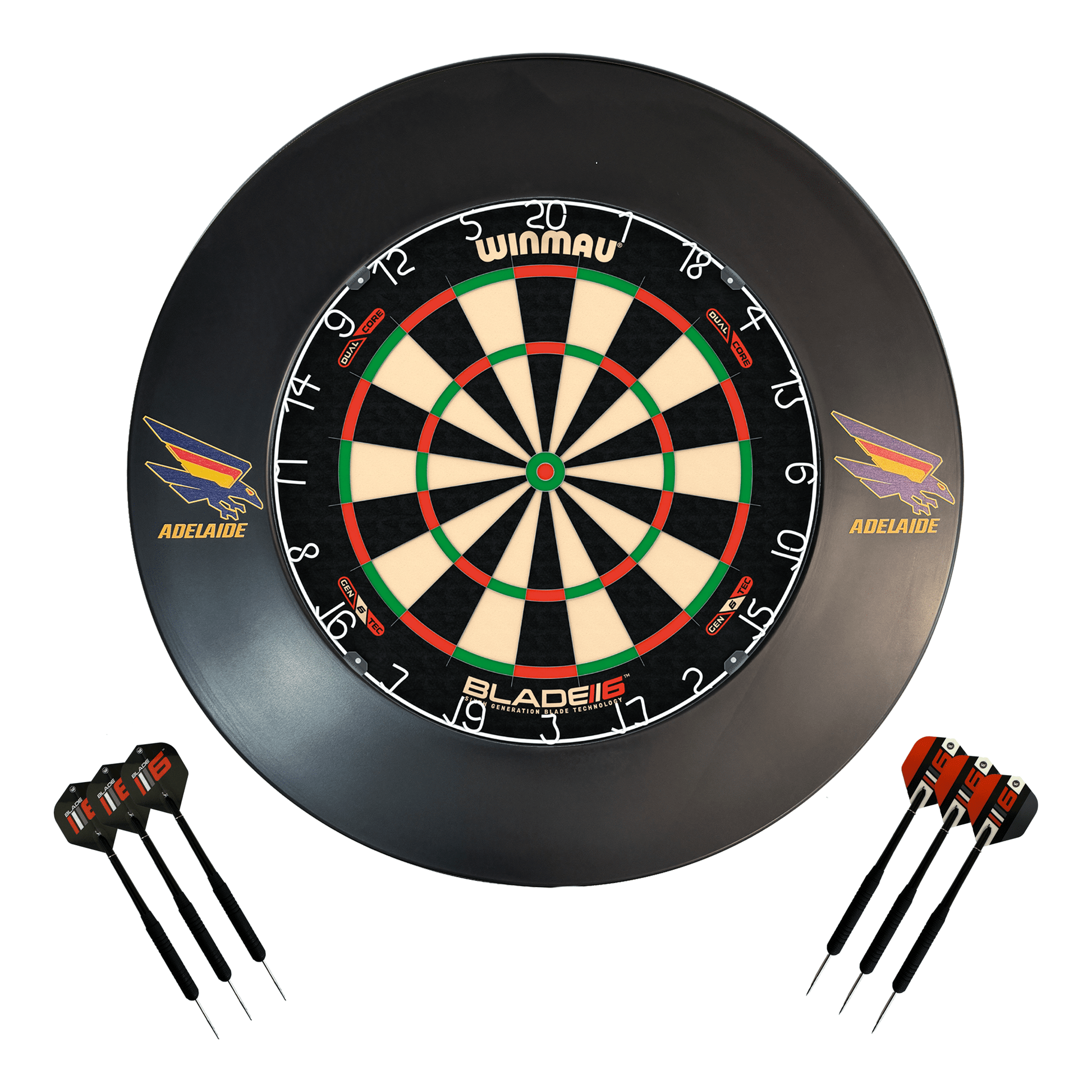 AFL Blade 6 Dartboard, Official AFL Surround & Darts - Complete Darts Set Blade 6 Dual Core / Adelaide Crows Boards