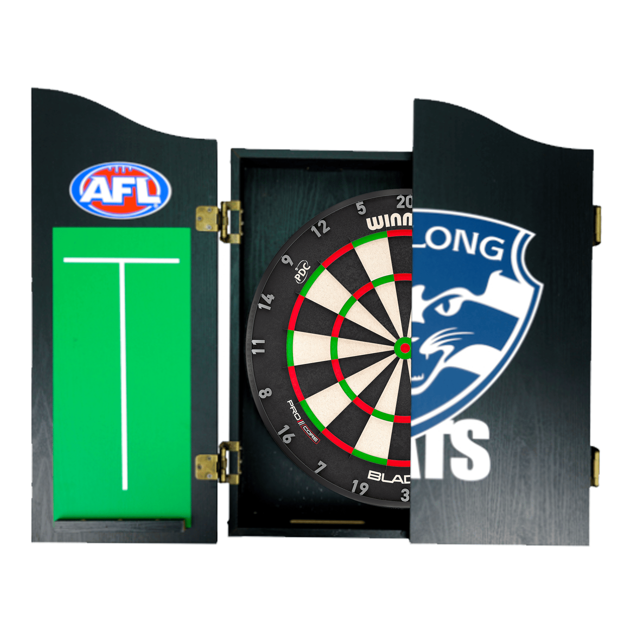 AFL Blade X Dartboard, Official AFL Cabinet & Darts - Complete Darts Set Blade X / Geelong Cats Boards