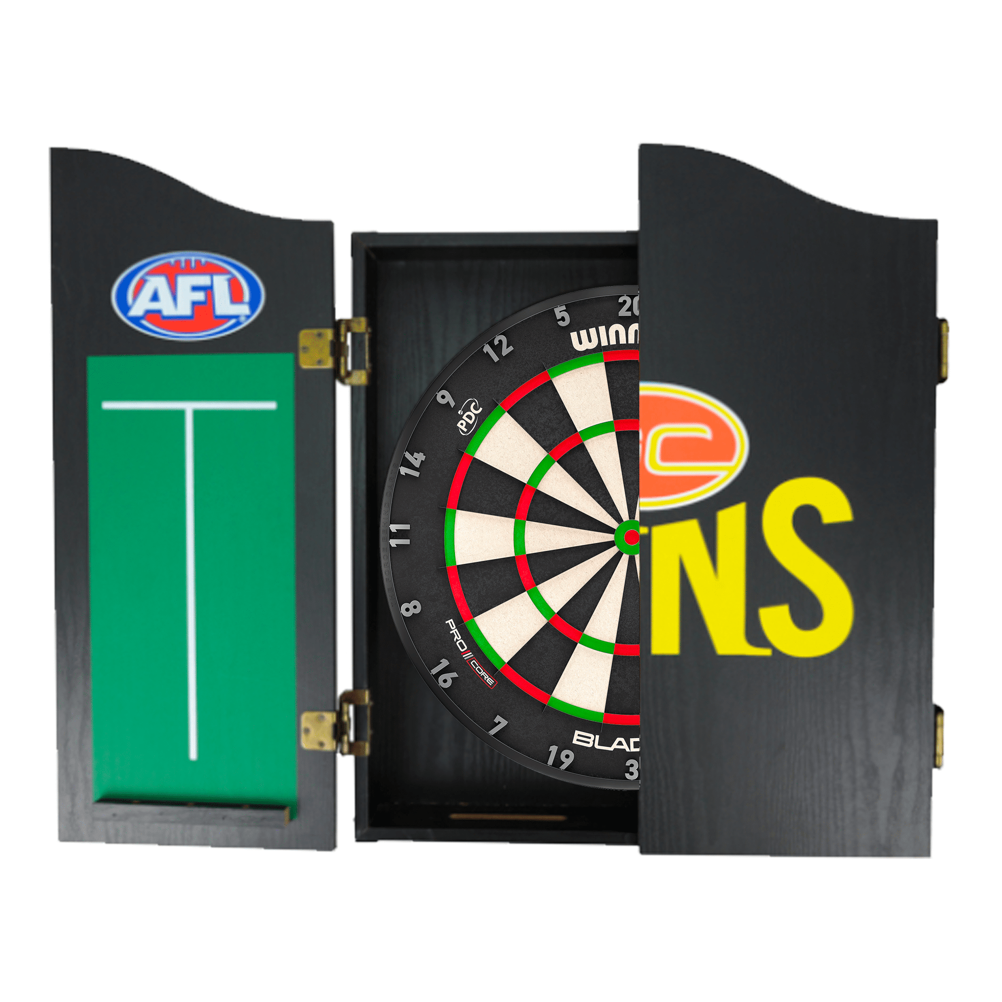 AFL Blade X Dartboard, Official AFL Cabinet & Darts - Complete Darts Set Blade X / Gold Coast Suns Boards