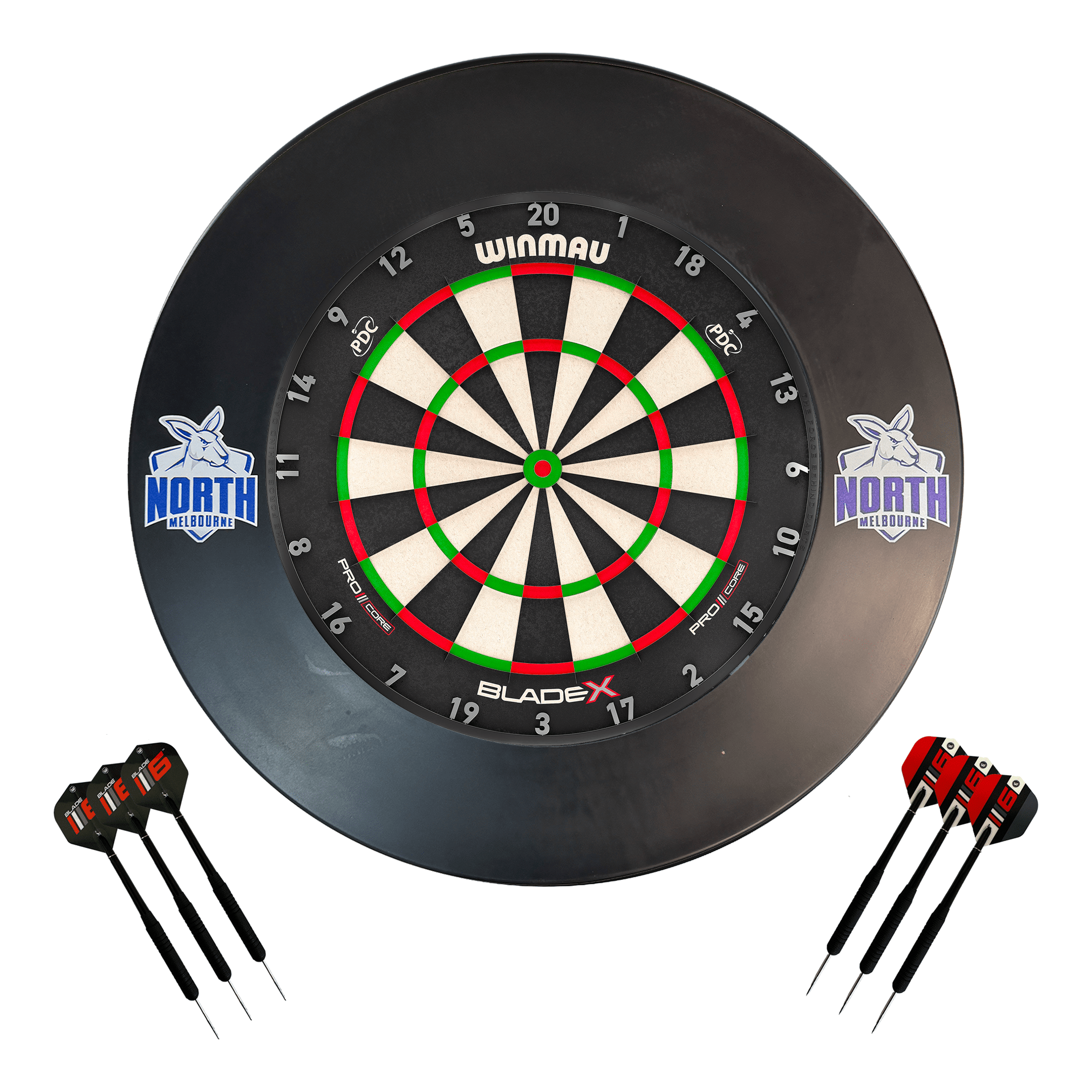 AFL Blade X Dartboard, Official AFL Surround & Darts - Complete Darts Set Blade X / North Melbourne Kangaroos Boards