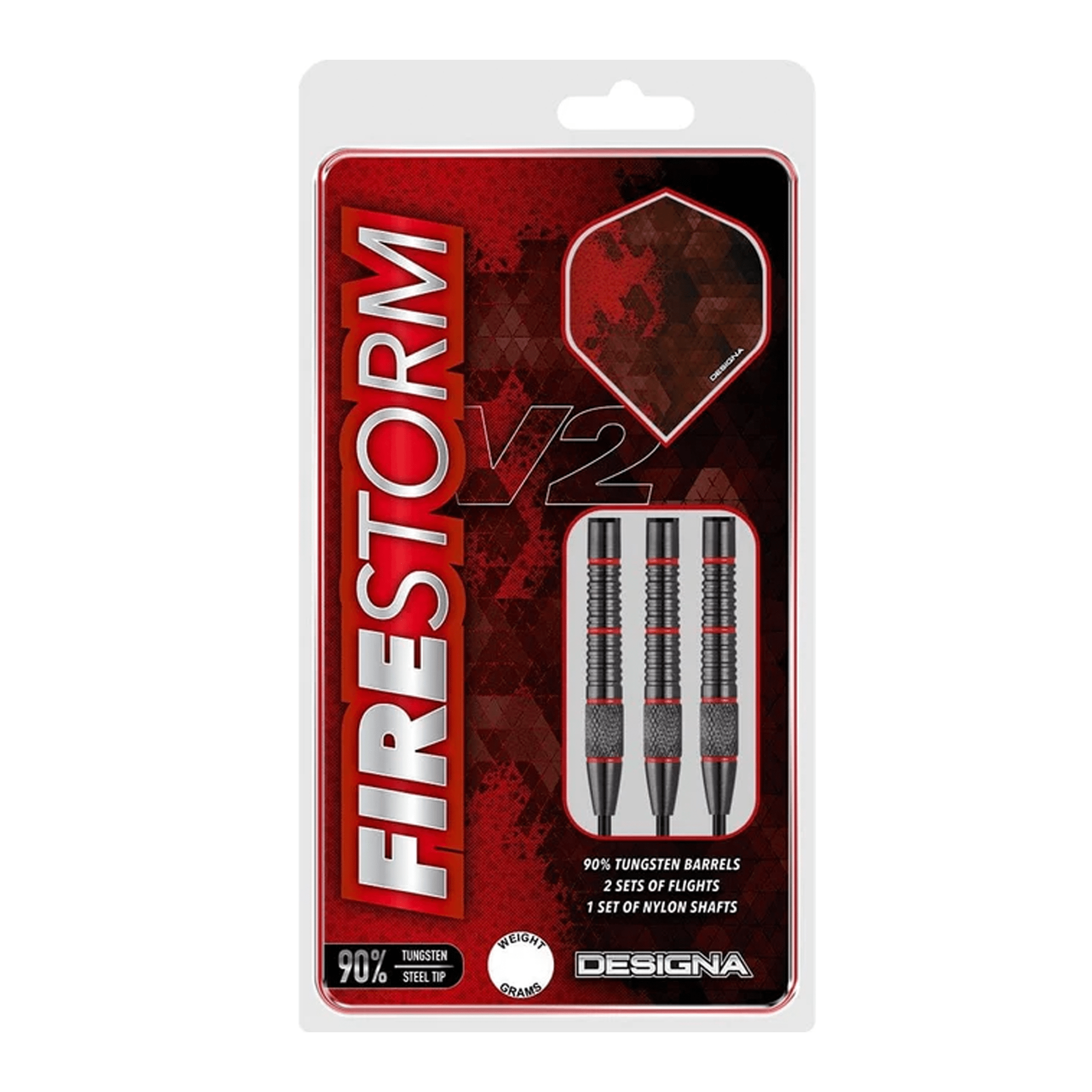 Designa Firestorm V2 Knurled - 90% Tungsten Steel Tip Darts Darts