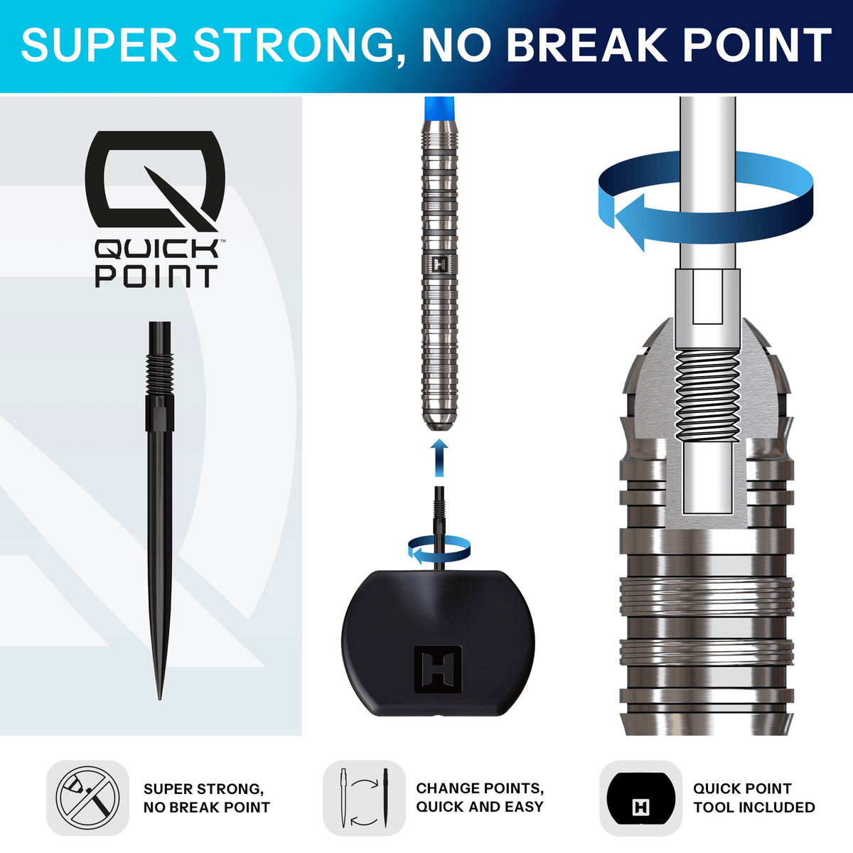 Harrows Flux Quick Point - Pro Tungsten Steel Tip Darts Darts