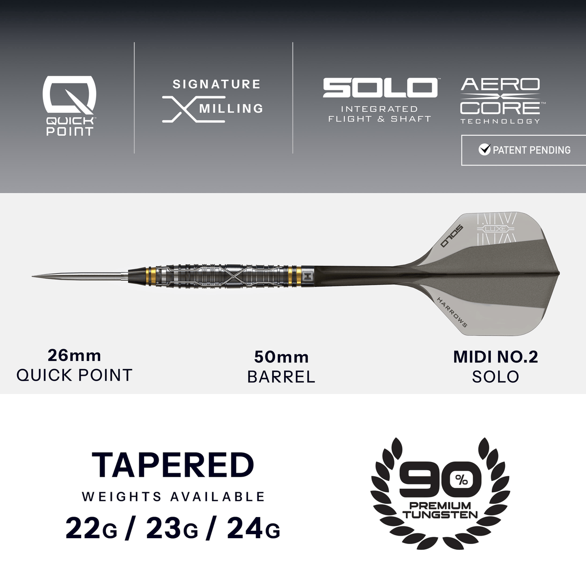 Harrows NX Luxe Tapered Quick Point - 90% Tungsten Steel Tip Darts Darts