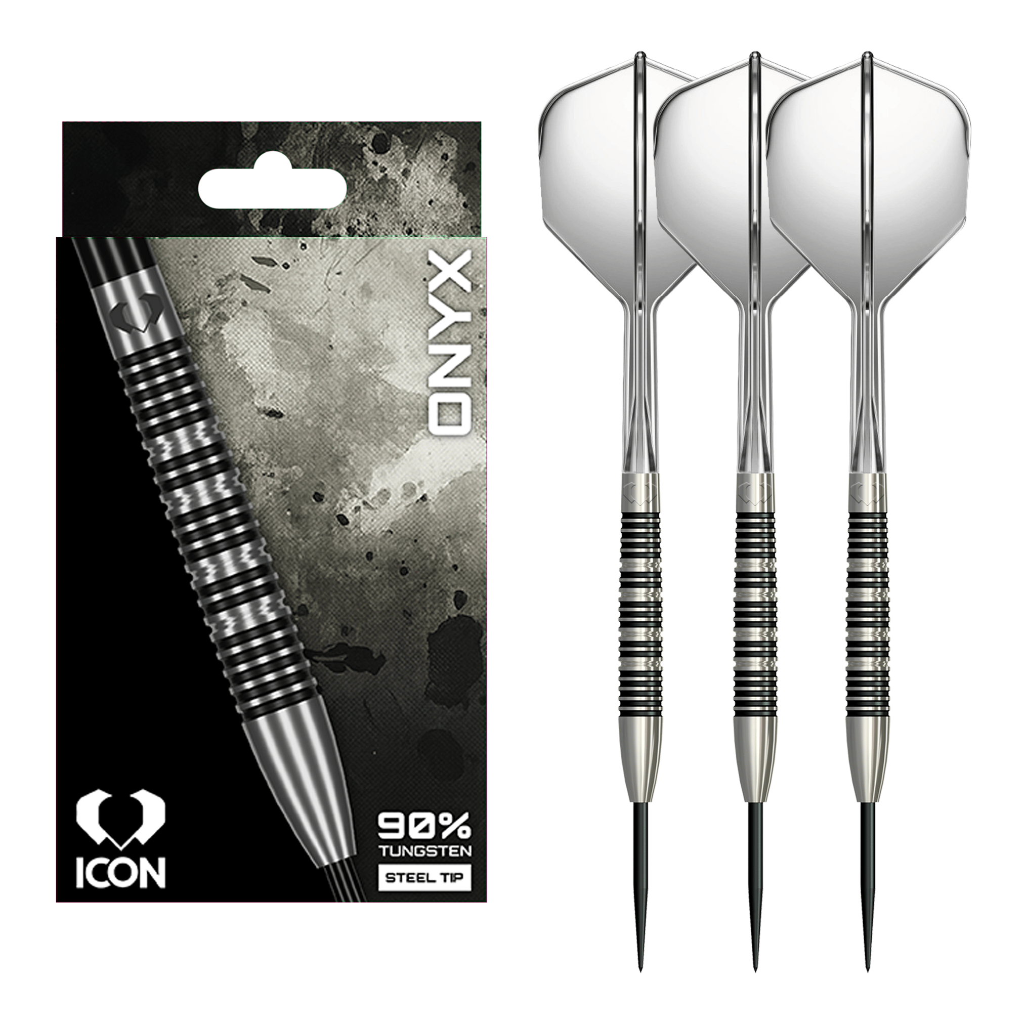 Icon Onyx All In One - 90% Tungsten Steel Tip Darts 22 Grams / Short (19mm) / Clear Darts