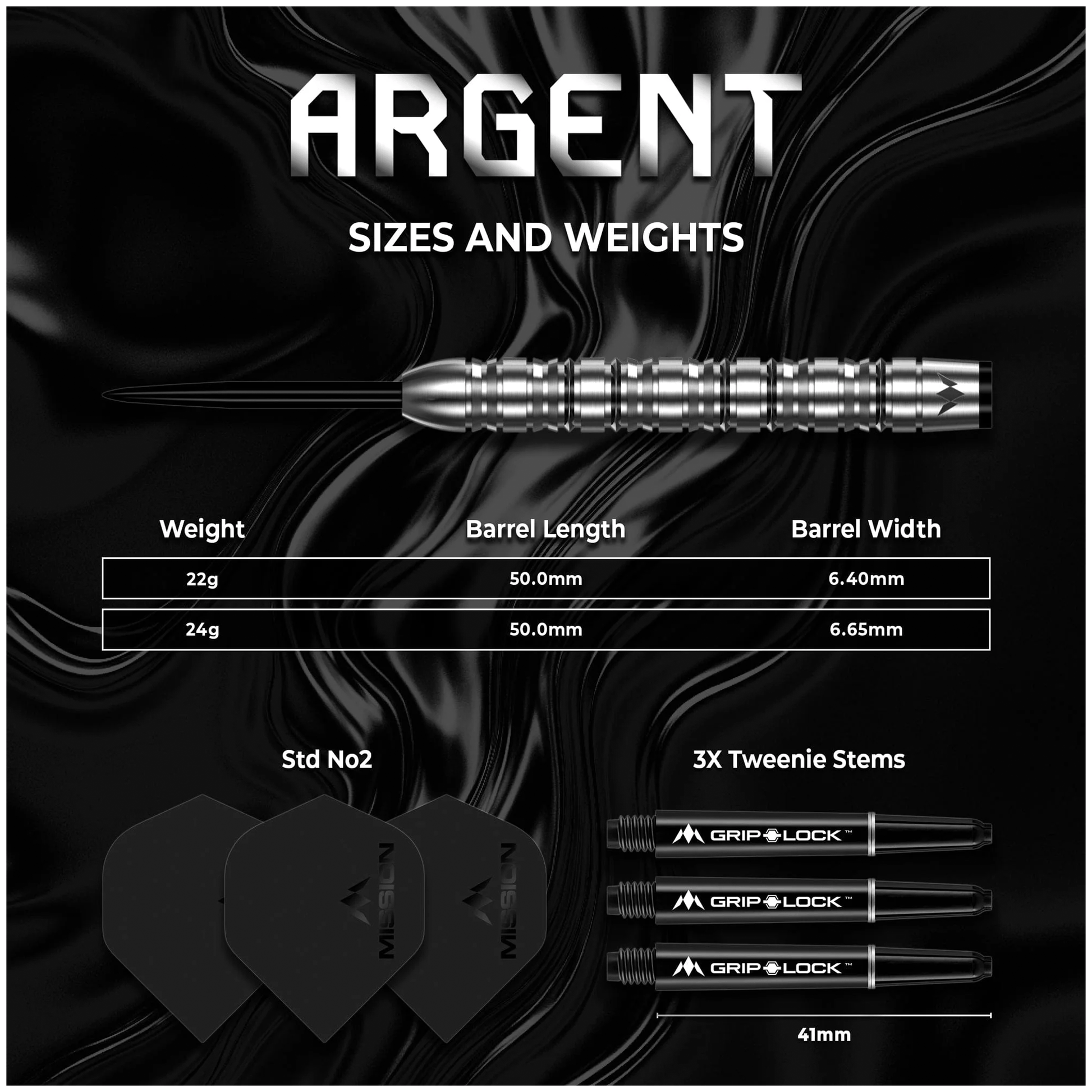 Mission Argent - 90% Tungsten Steel Tip Darts Darts