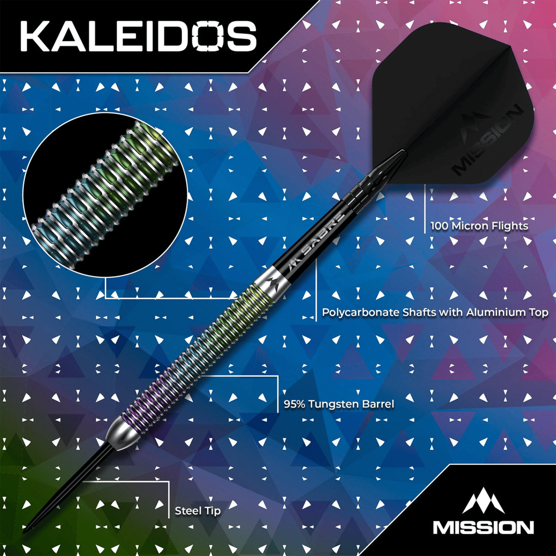 Mission Kaleidos - 95% Tungsten Steel Tip Darts Darts