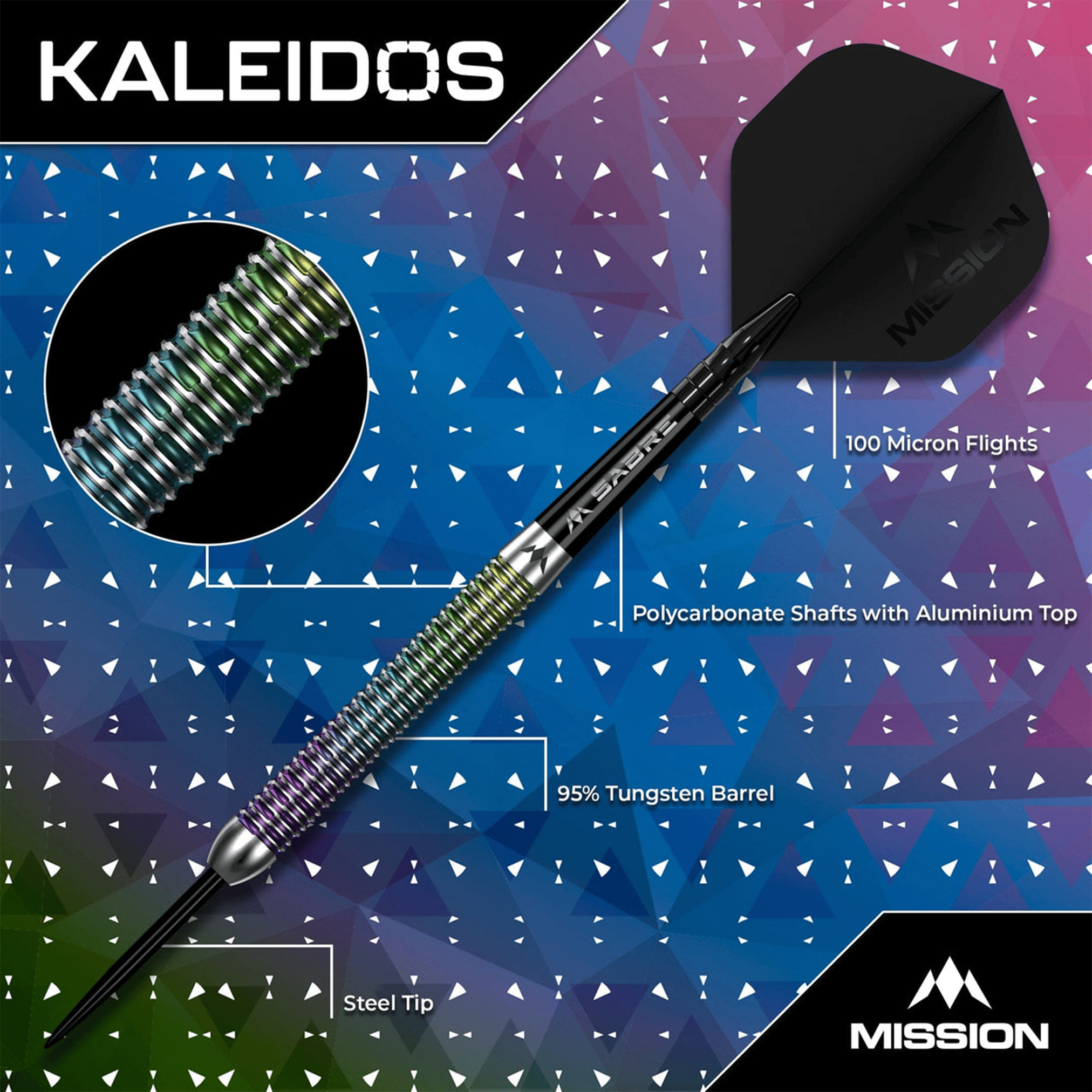 Mission Kaleidos - 95% Tungsten Steel Tip Darts Darts