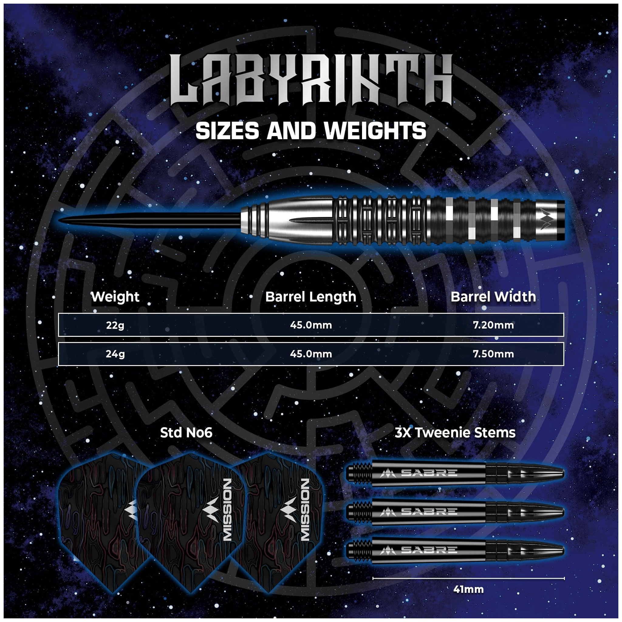 Mission Labyrinth - 90% Tungsten Steel Tip Darts Darts