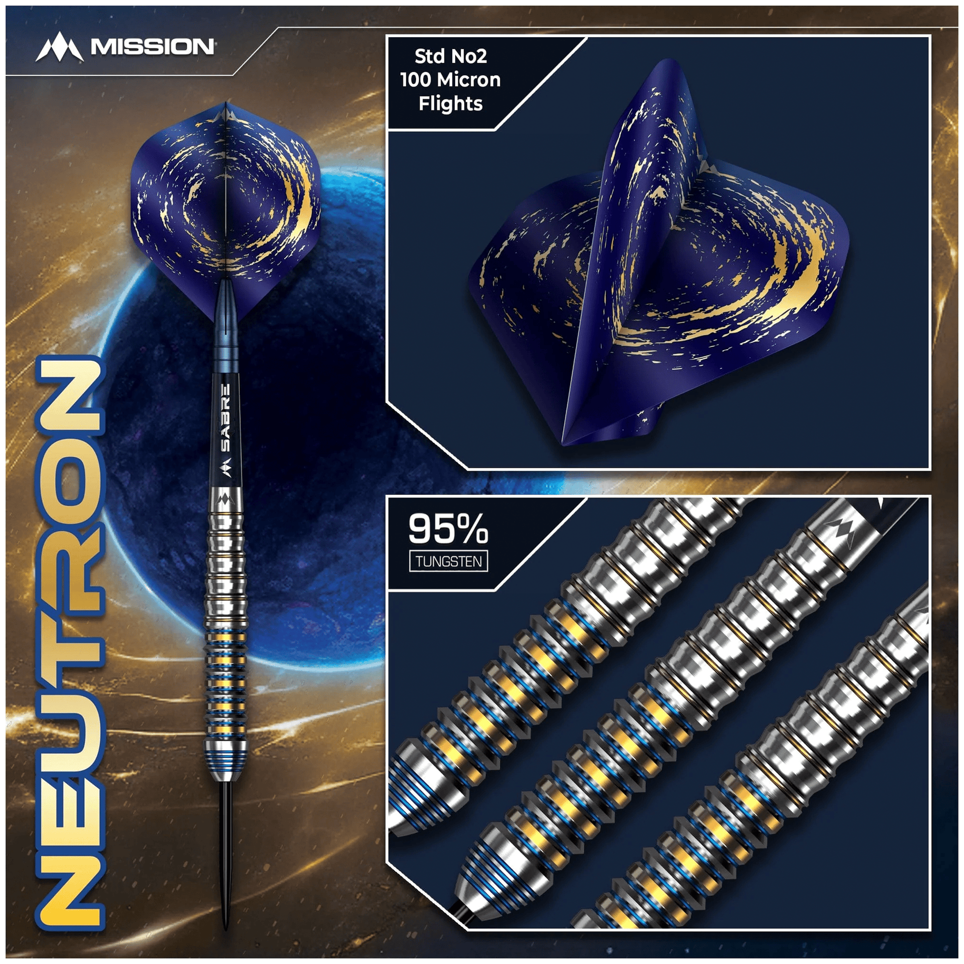 Mission Neutron - 95% Tungsten Steel Tip Darts Darts