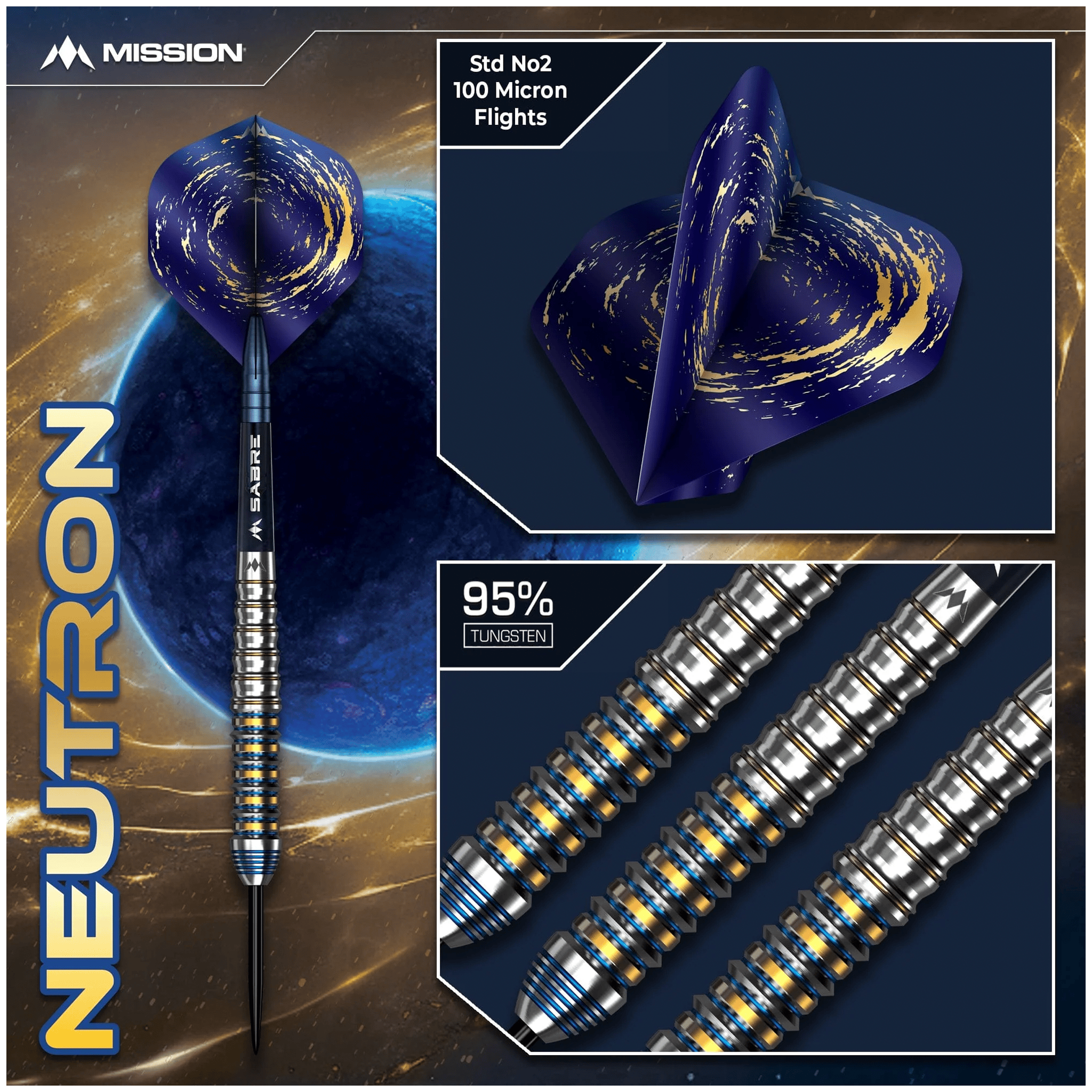 Mission Neutron - 95% Tungsten Steel Tip Darts Darts