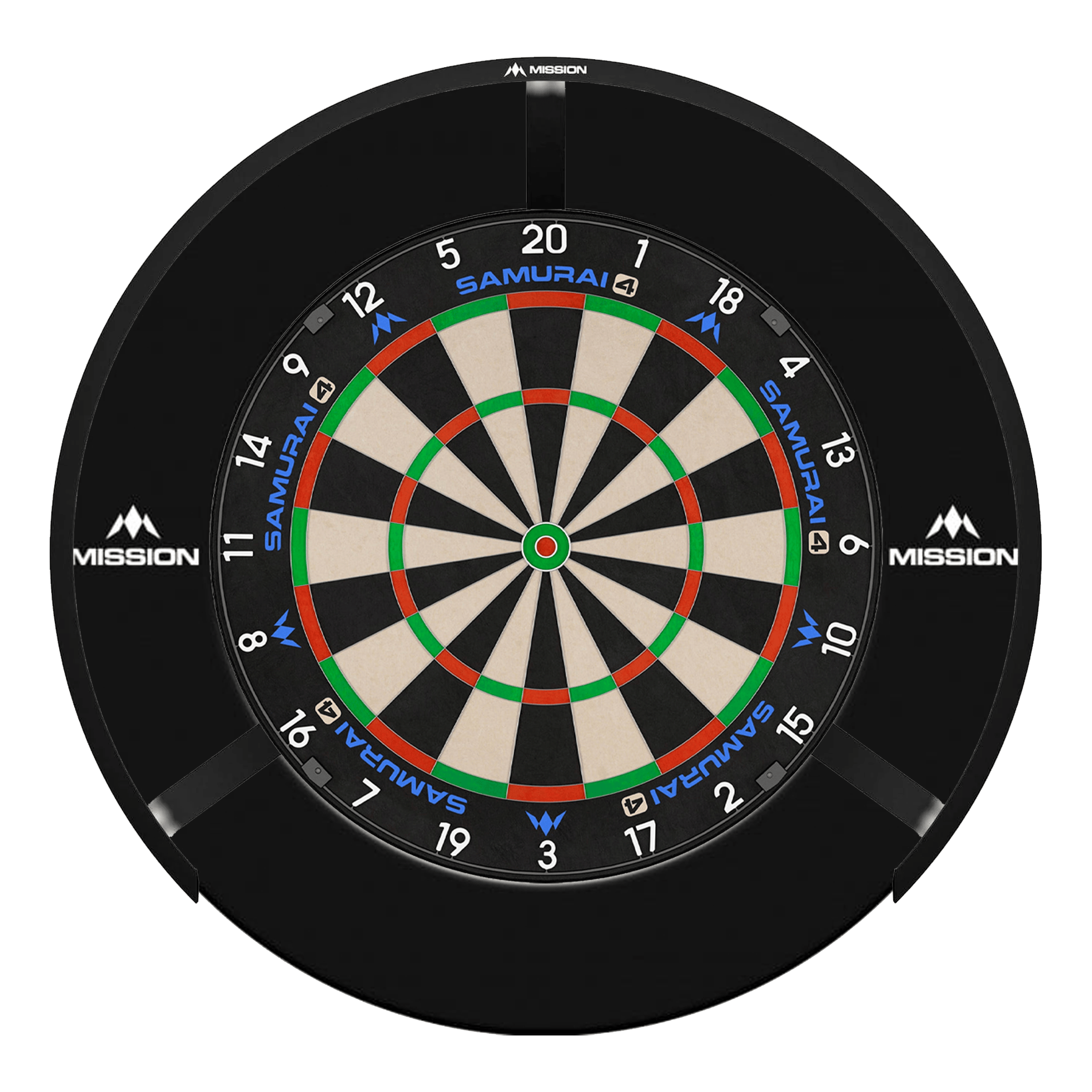 Mission Samurai 4 Dartboard, Surround & Torus Light Bundle Dartboard Bundles
