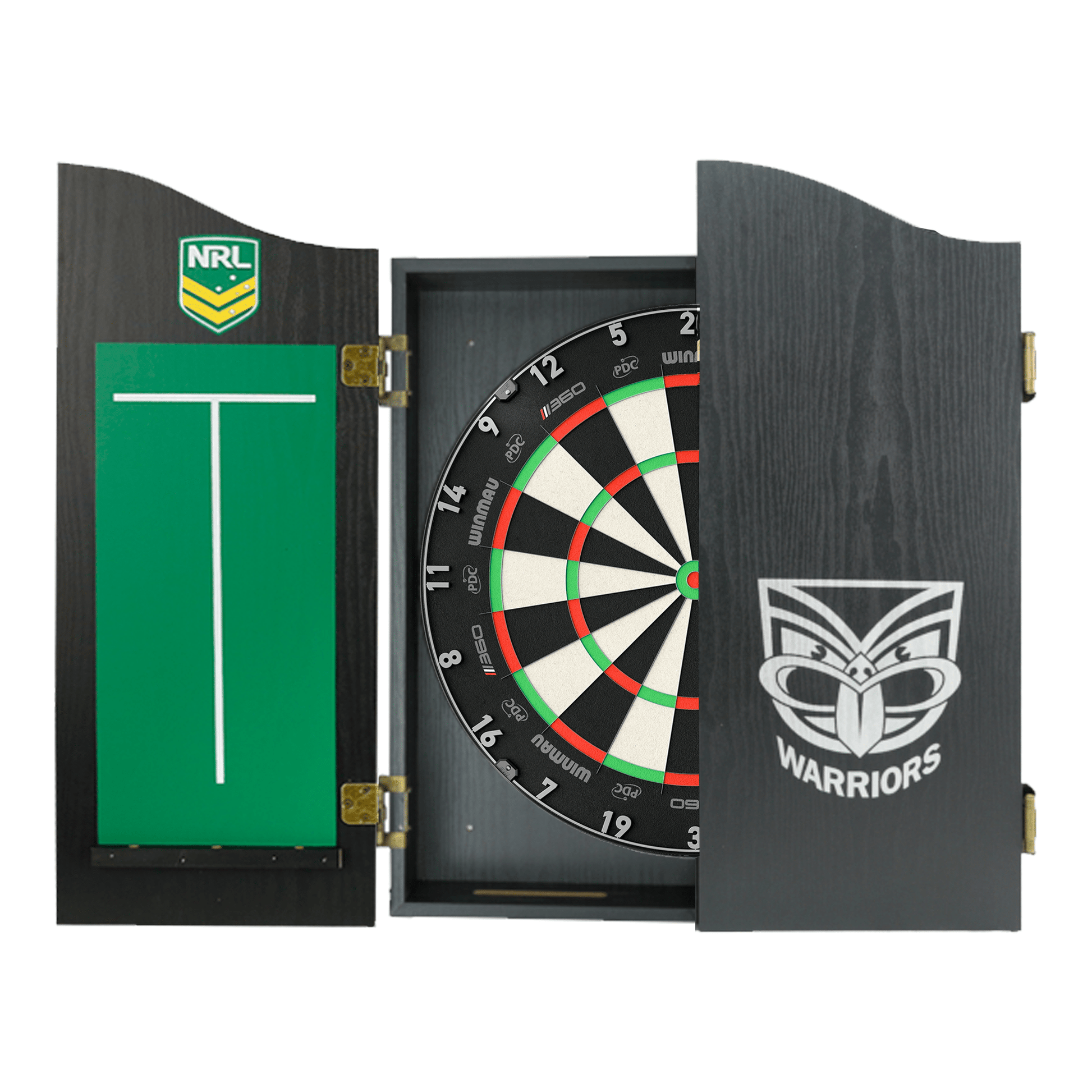 NRL Blade 360 Dartboard, Official NRL Cabinet & Darts - Complete Darts Set Blade 360 / New Zealand Warriors Boards