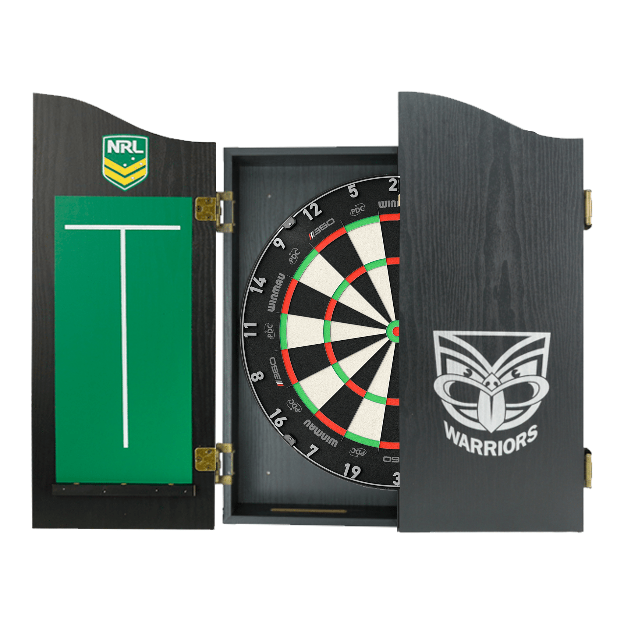 NRL Blade 360 Dartboard, Official NRL Cabinet & Darts - Complete Darts Set Blade 360 / New Zealand Warriors Boards