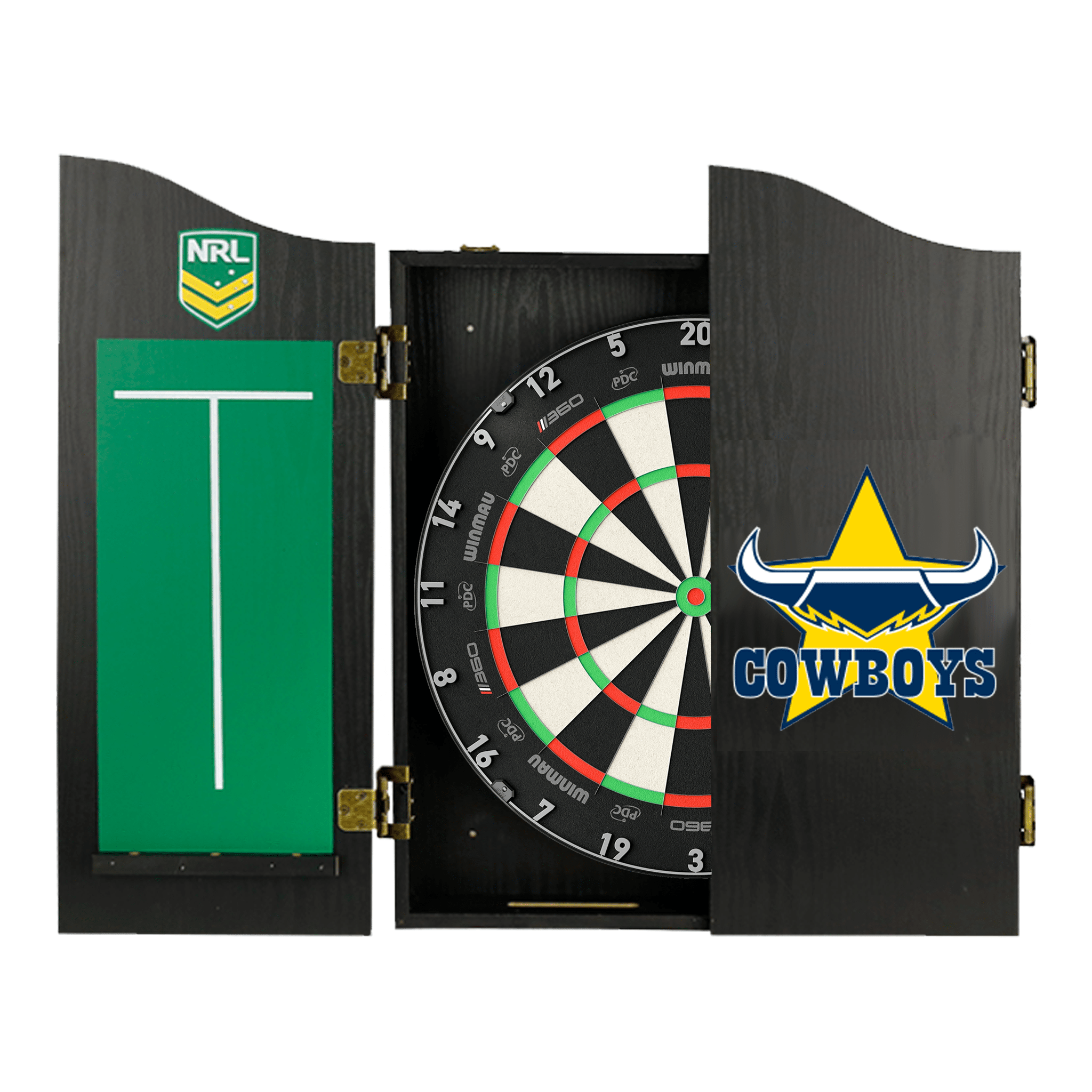NRL Blade 360 Dartboard, Official NRL Cabinet & Darts - Complete Darts Set Blade 360 / North Queensland Cowboys Boards