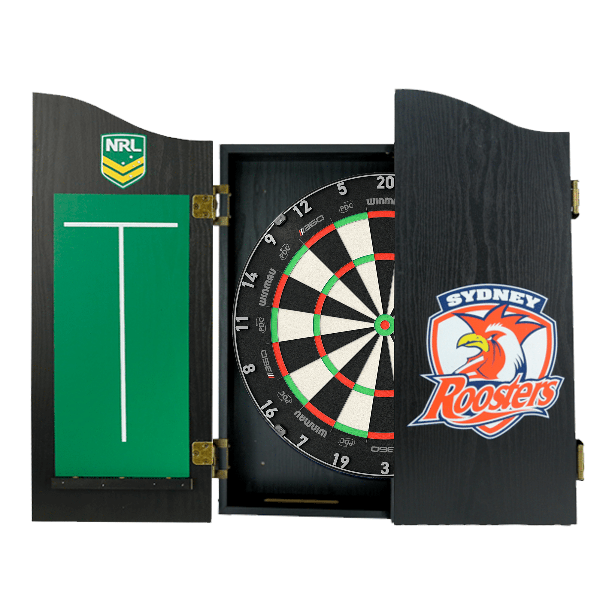 NRL Blade 360 Dartboard, Official NRL Cabinet & Darts - Complete Darts Set Blade 360 / Sydney Roosters Boards
