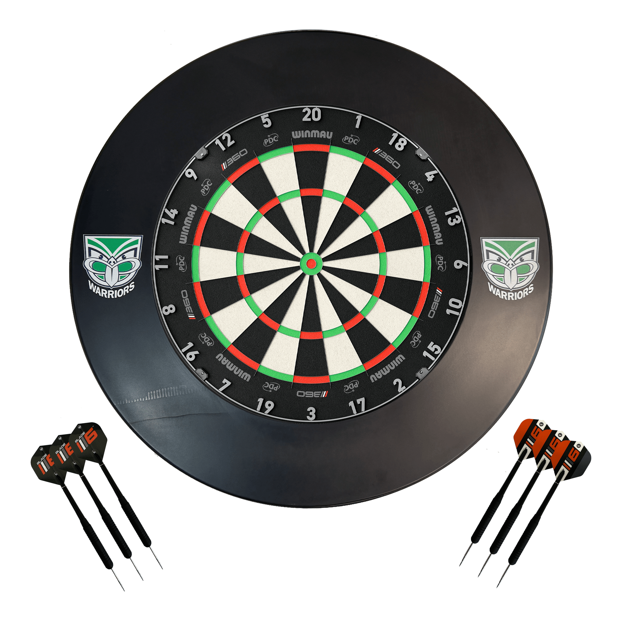 NRL Blade 360 Dartboard, Official NRL Surround & Darts - Complete Darts Set Blade 360 / New Zealand Warriors Boards