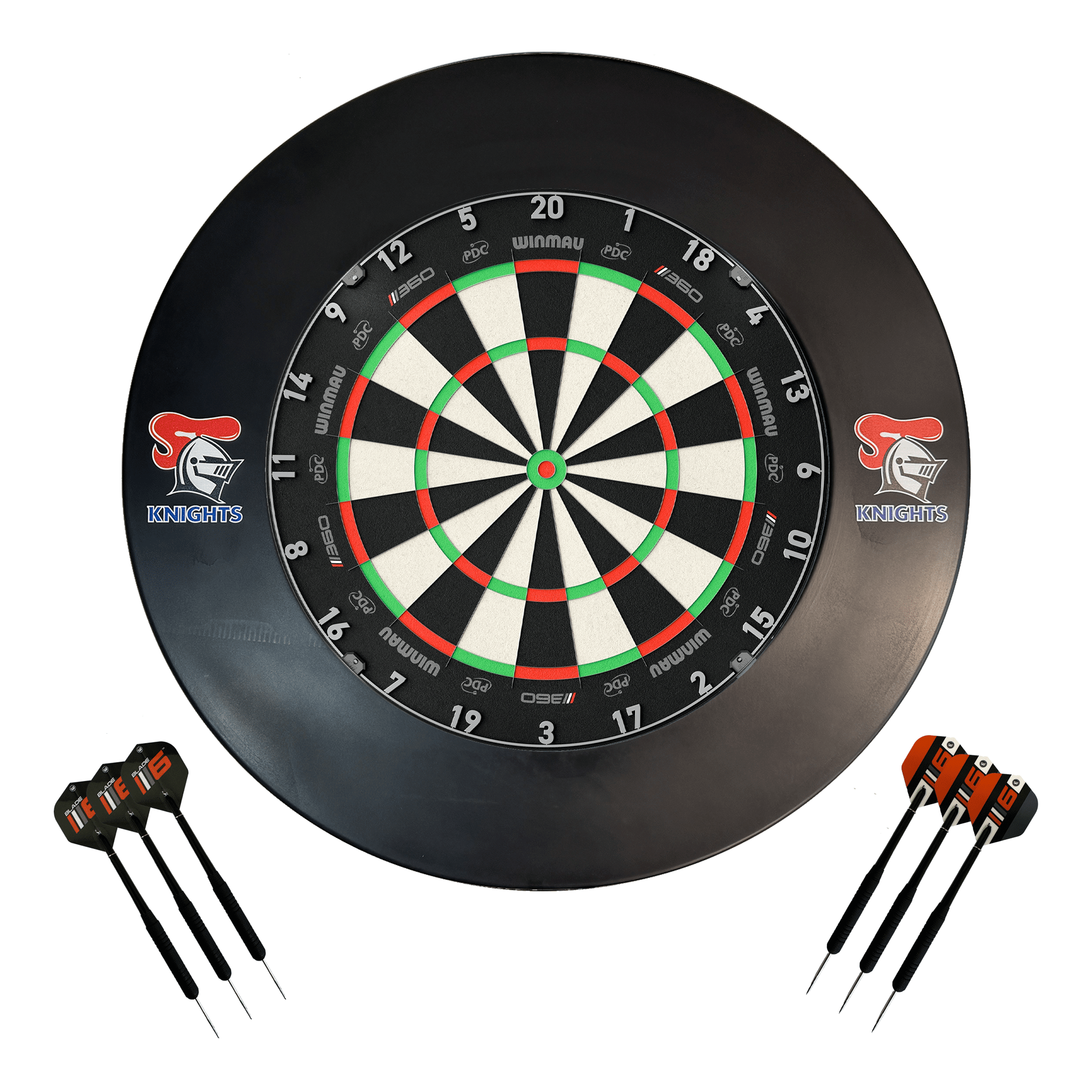 NRL Blade 360 Dartboard, Official NRL Surround & Darts - Complete Darts Set Blade 360 / Newcastle Knights Boards