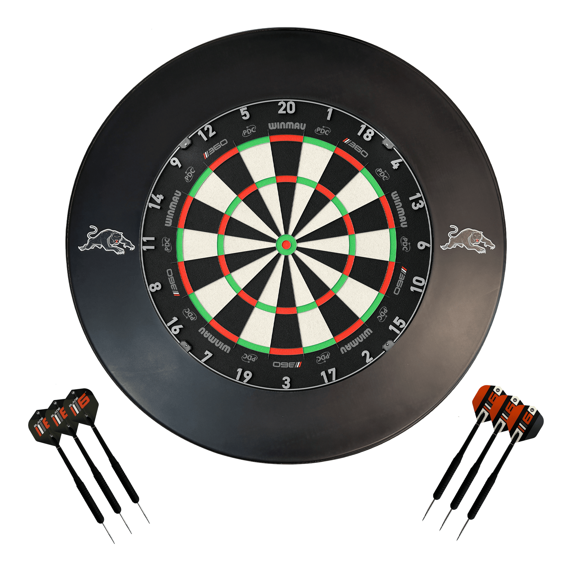 NRL Blade 360 Dartboard, Official NRL Surround & Darts - Complete Darts Set Blade 360 / Penrith Panthers Boards
