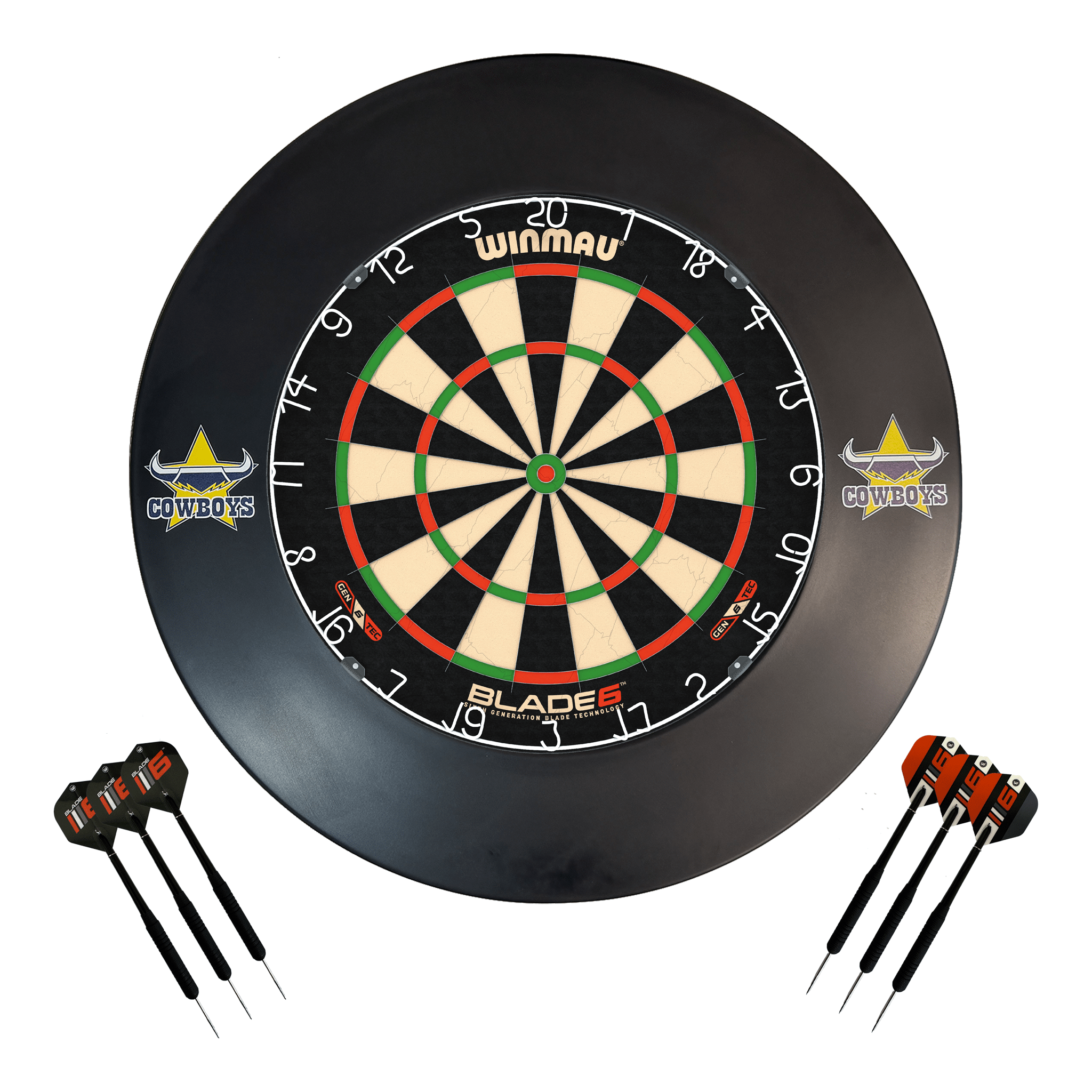 NRL Blade 6 Dartboard, Official NRL Surround & Darts - Complete Darts Set Blade 6 / North Queensland Cowboys Boards