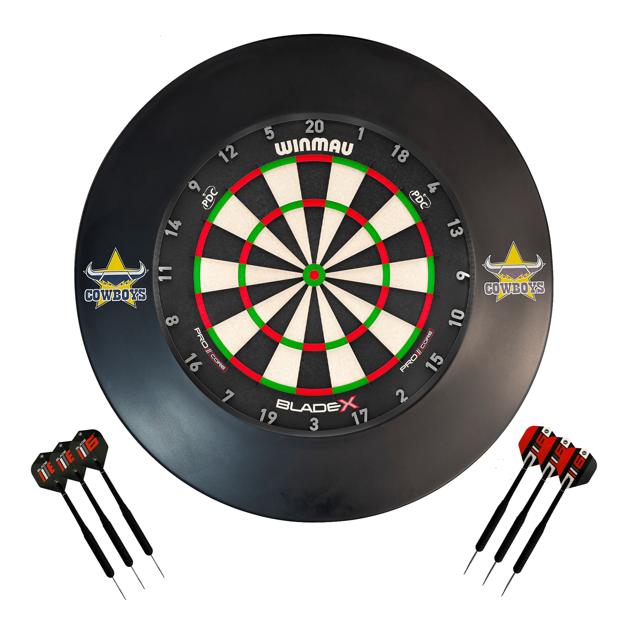 NRL Blade X Dartboard, Official NRL Surround & Darts - Complete Darts Set Blade X / North Queensland Cowboys Boards