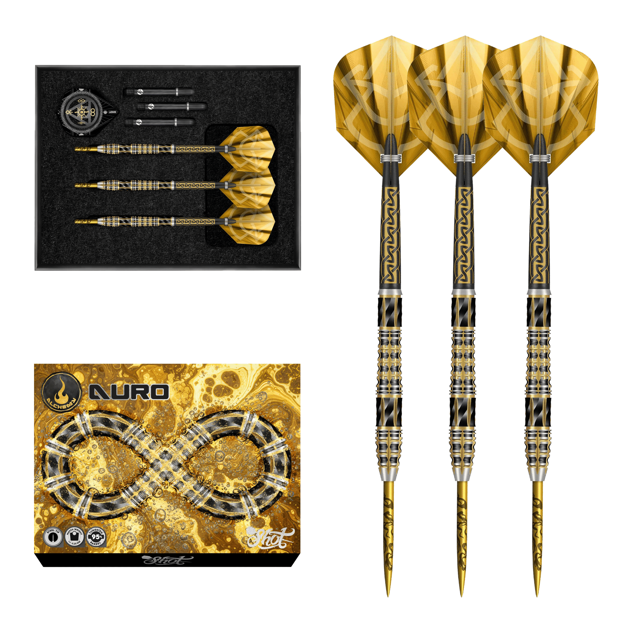Shot Alchemy Auro - 95% Tungsten Steel Tip Darts 23 Grams Darts