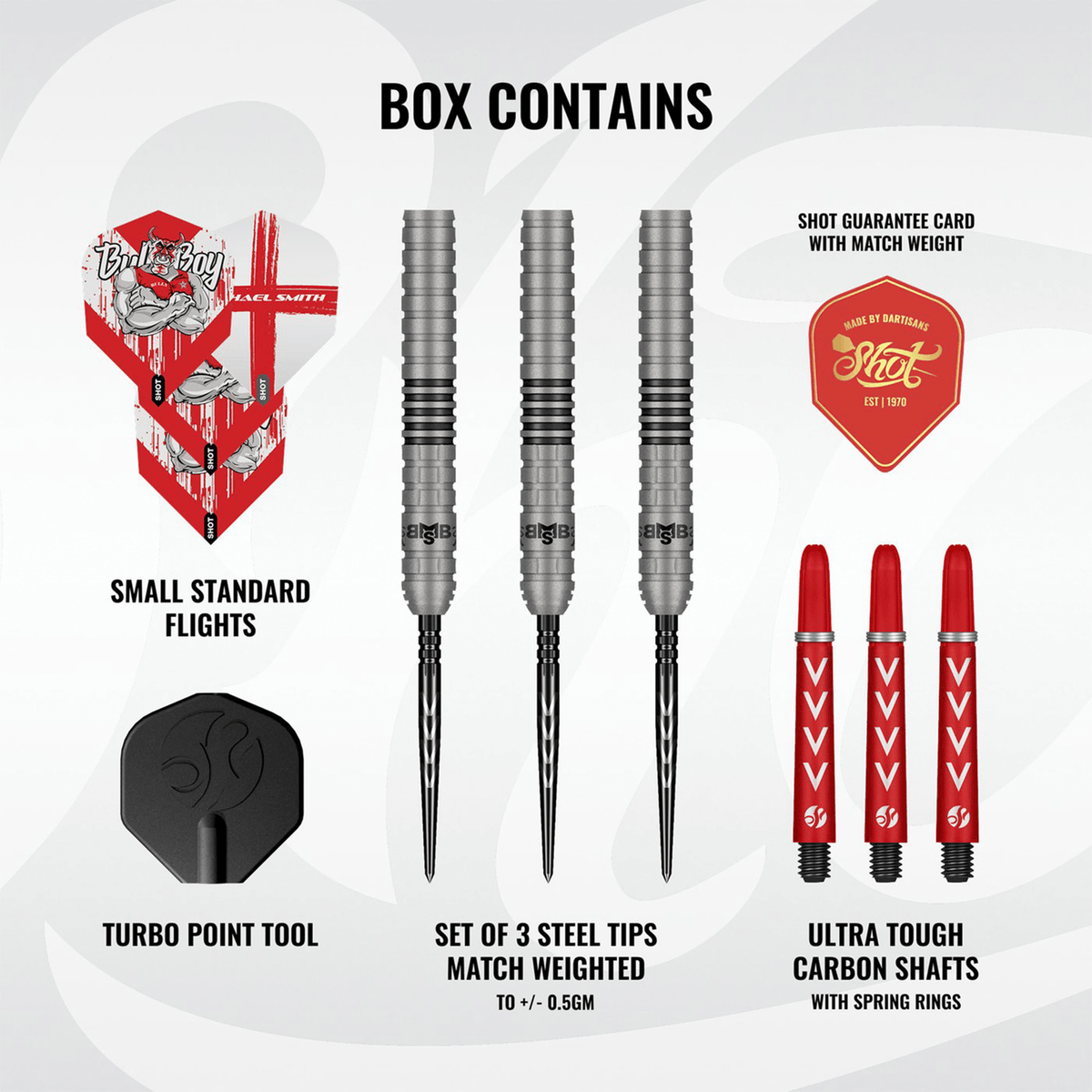 Shot Michael Smith Series II Turbo Point - 90% Tungsten Steel Tip Darts Darts