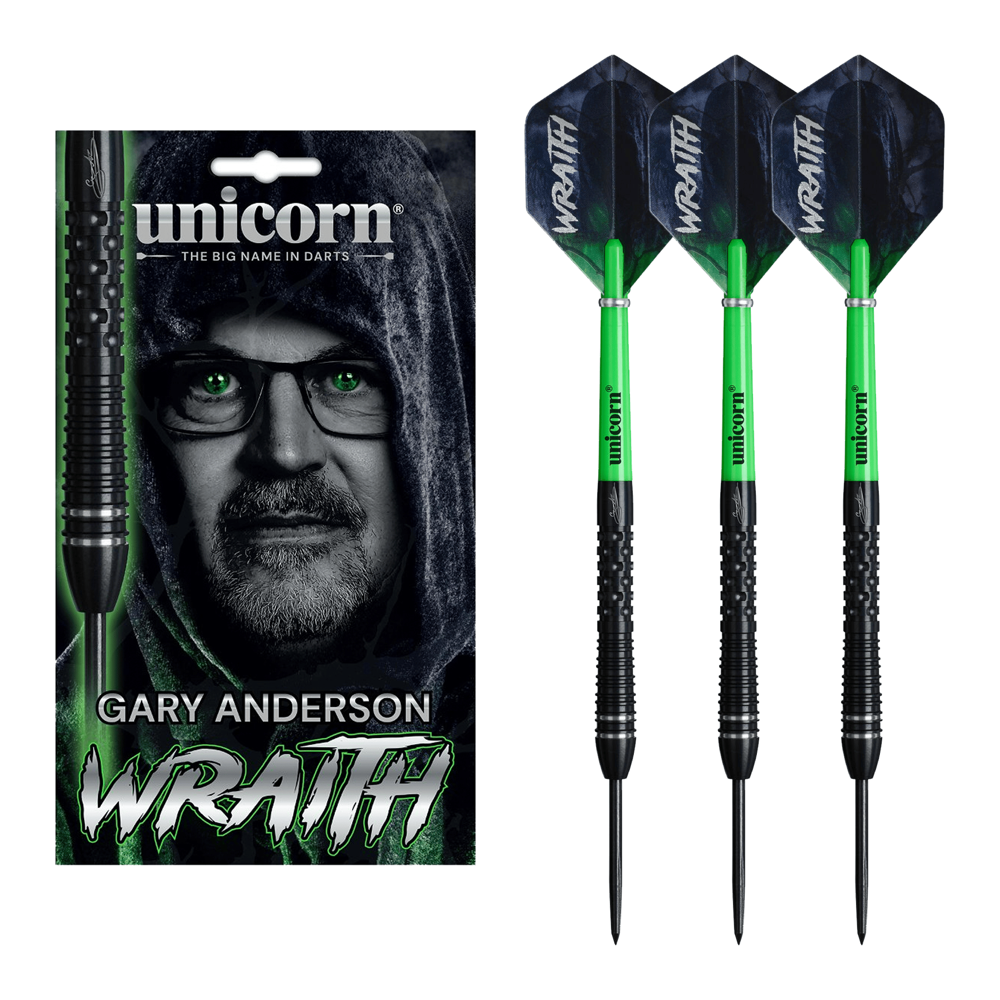 Unicorn Gary Anderson Phase 6 Wraith - 90% Tungsten Steel Tip Darts 21 Grams Darts