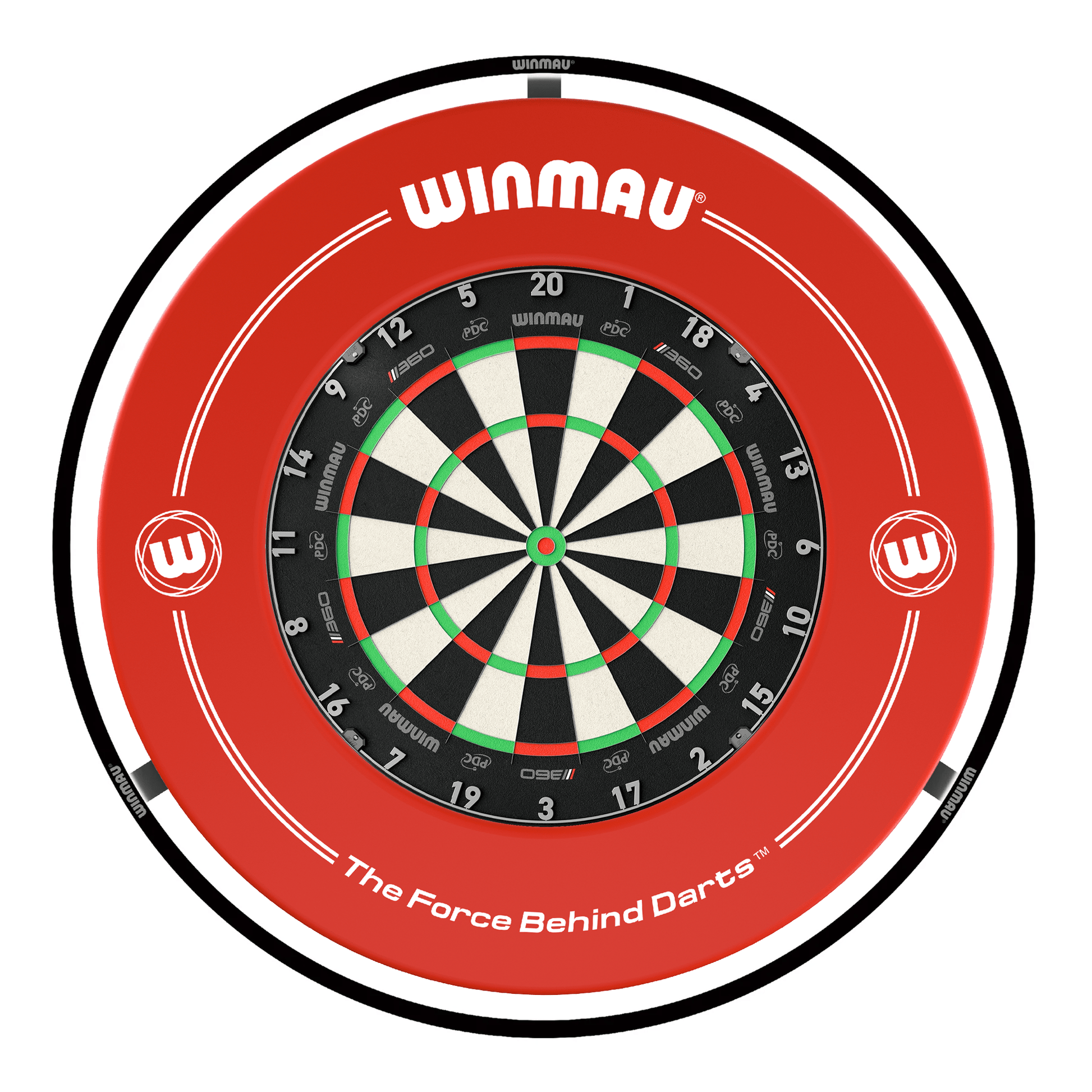 Winmau Blade 360 Dartboard, Surround & Black Plasma Light Bundle Blade 360 / Red / Winmau Plasma Black Boards