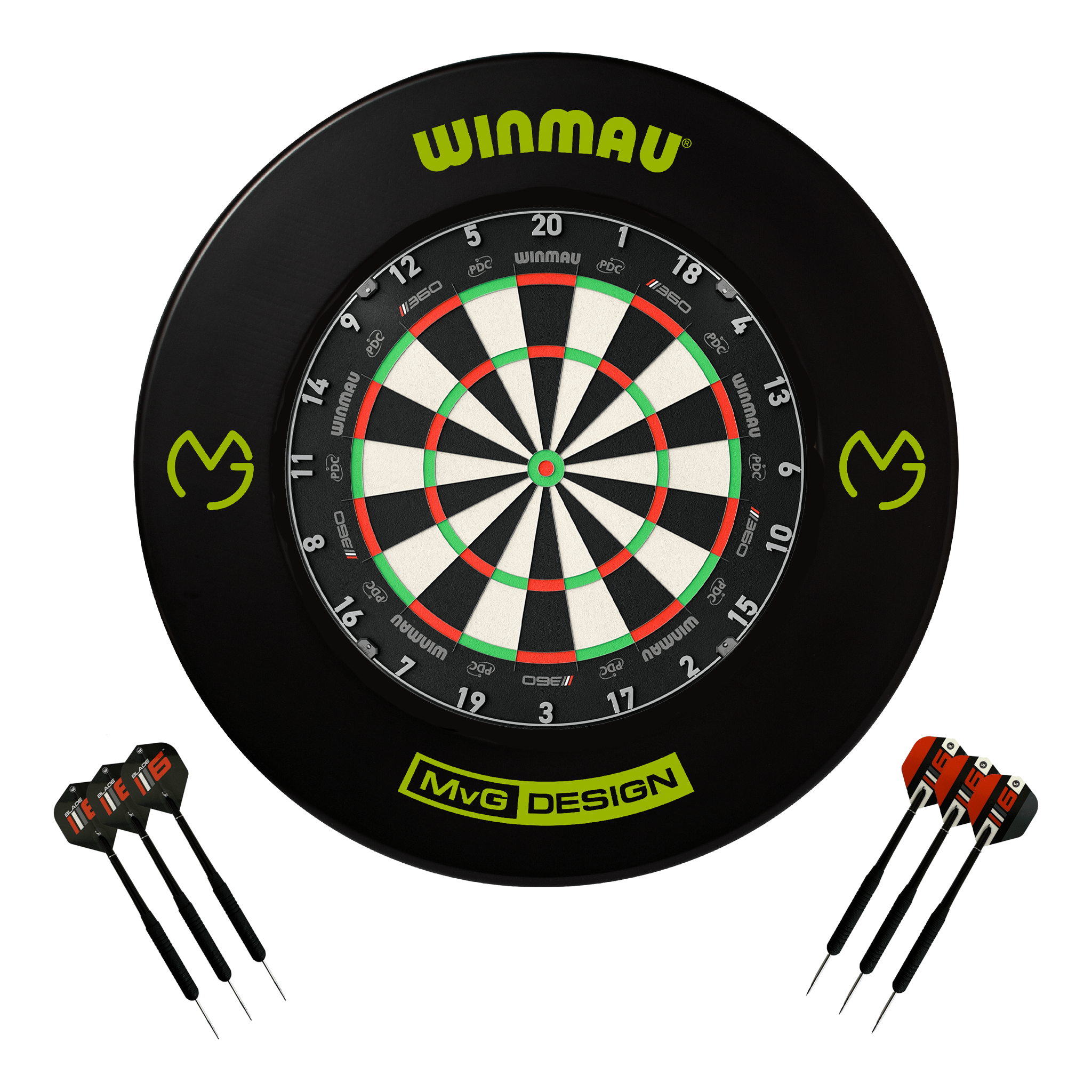 Winmau Blade 360 Dartboard, Surround & Darts - Complete Darts Set Blade 360 / MvG Boards
