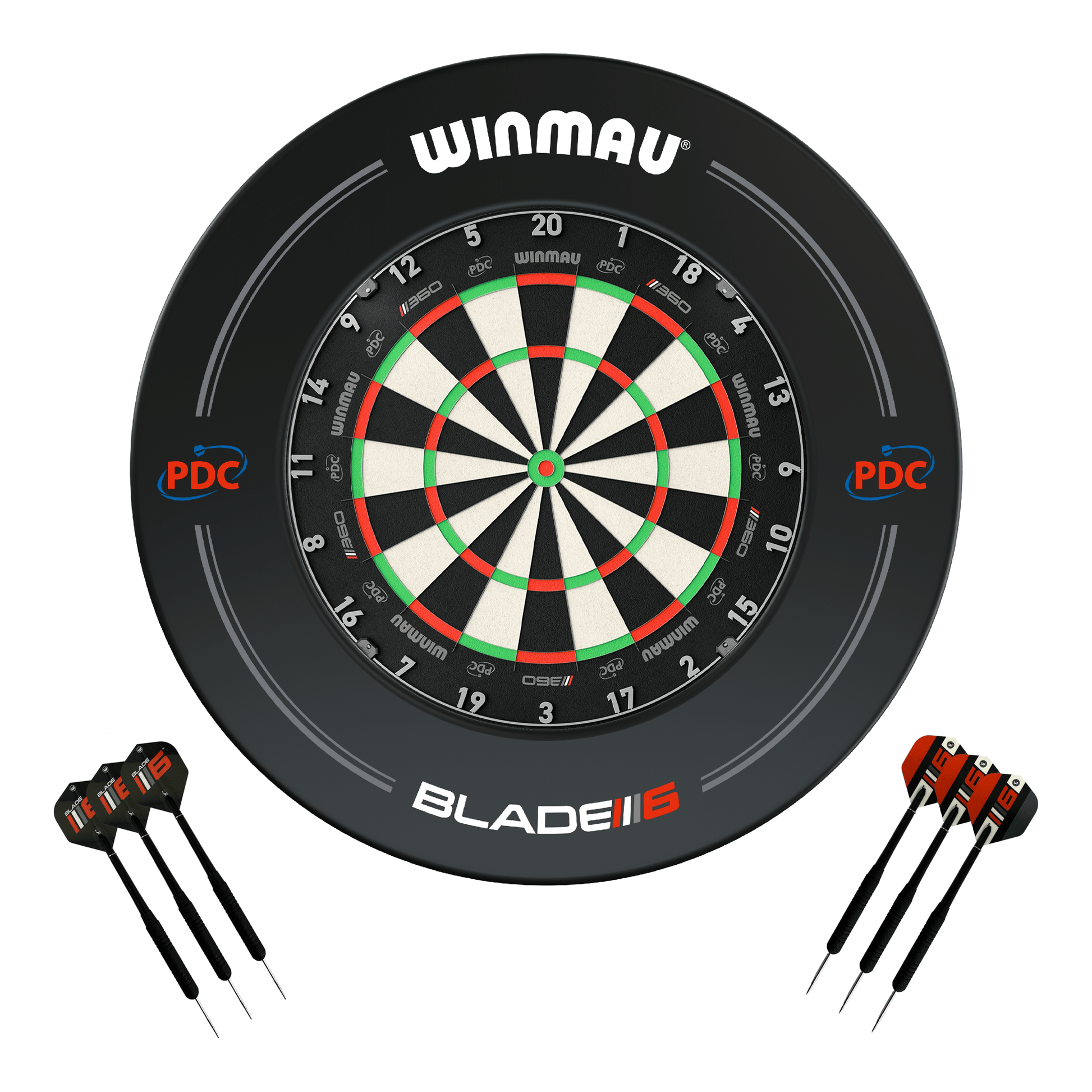 Winmau Blade 360 Dartboard, Surround & Darts - Complete Darts Set Blade 360 / PDC Black Boards