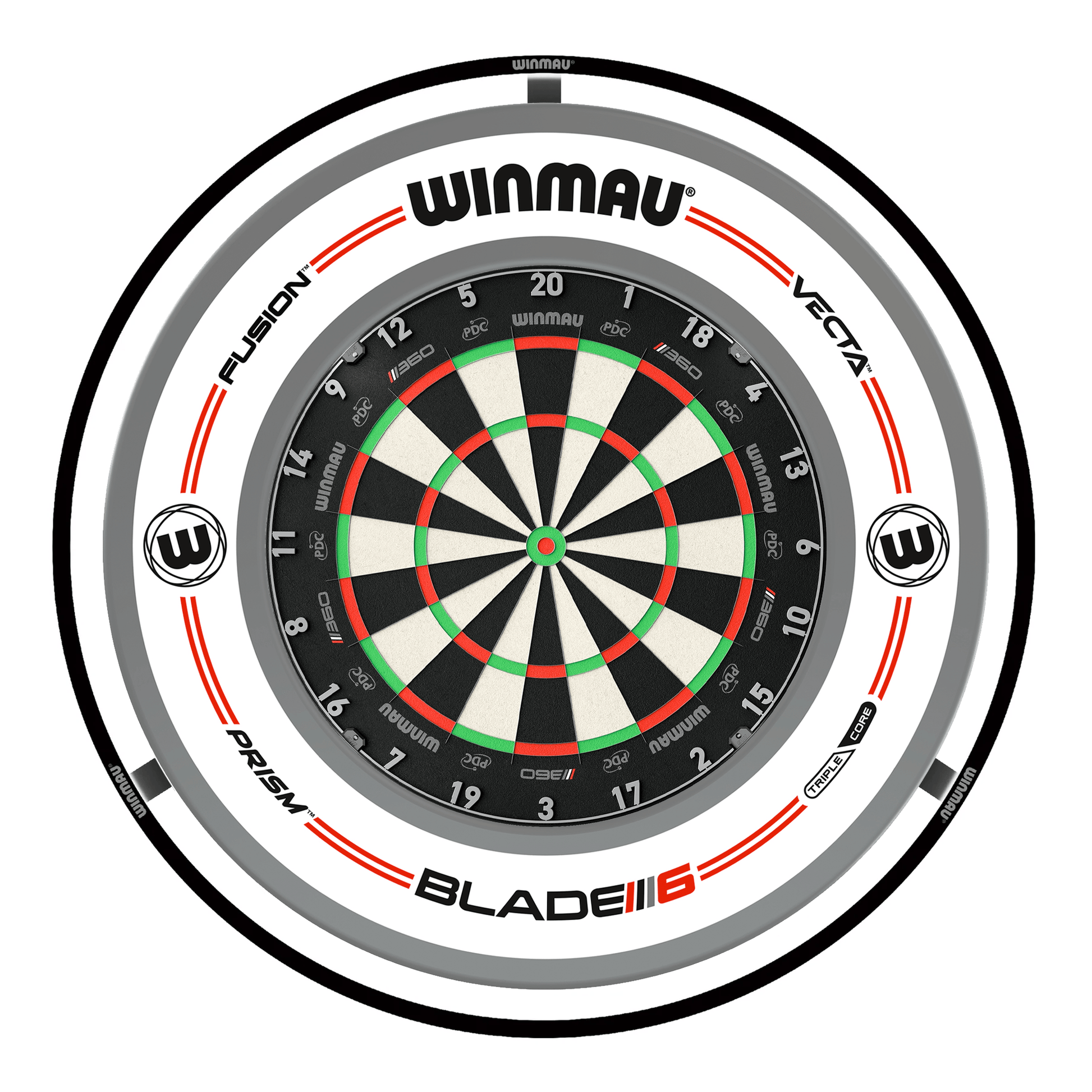 Winmau Blade 360 Dartboard, Surround & Plasma Light Bundle Dartboard Bundles