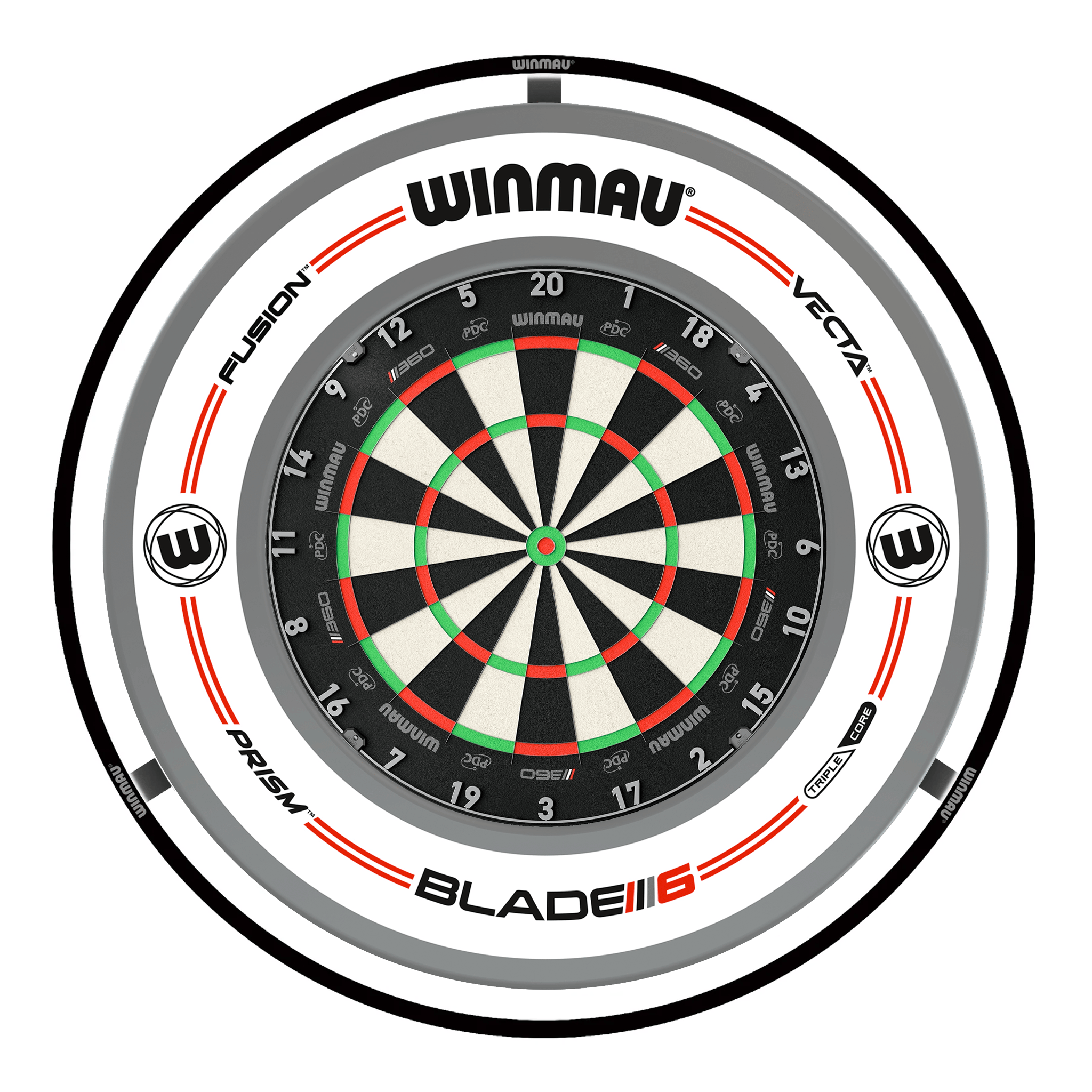 Winmau Blade 360 Dartboard, Surround & Plasma Light Bundle Dartboard Bundles