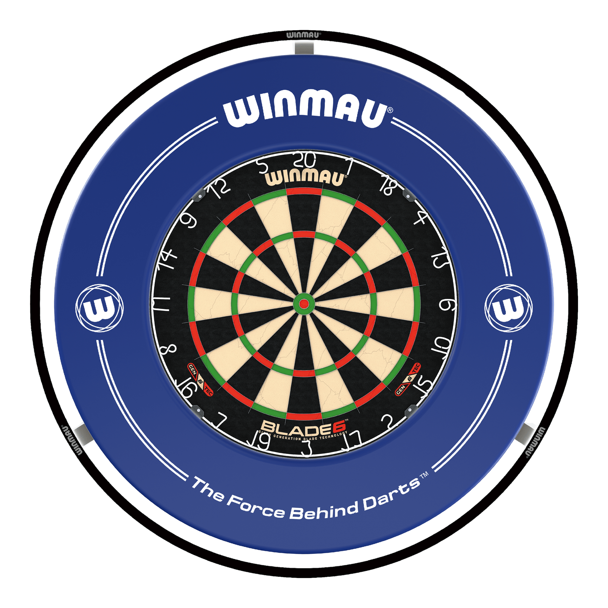 Winmau Blade 6 Dartboard, Surround & Black Plasma Light Bundle Blade 6 / Blue / Winmau Plasma Black Boards