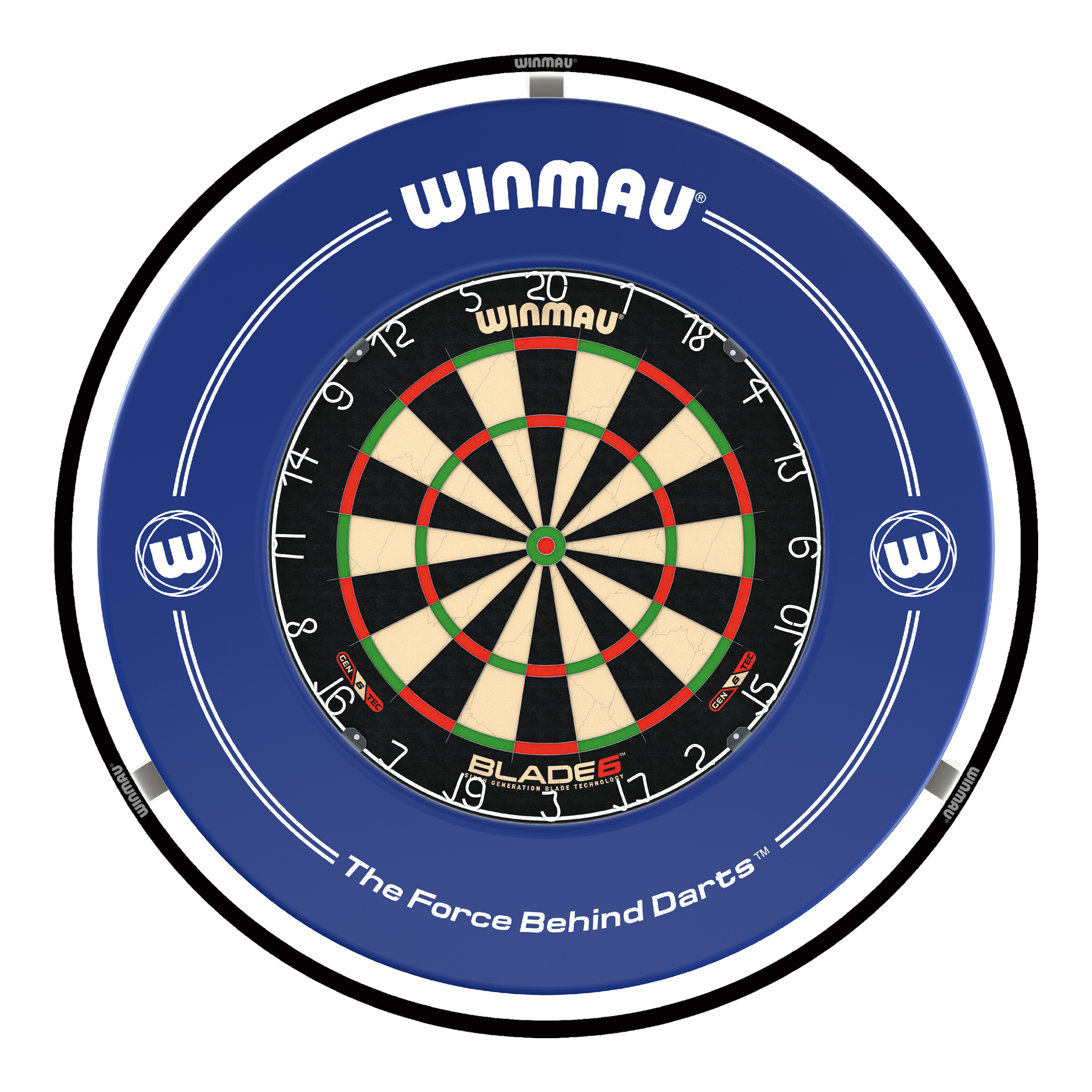 Winmau Blade 6 Dartboard, Surround & Black Plasma Light Bundle Blade 6 / Blue / Winmau Plasma Black Boards