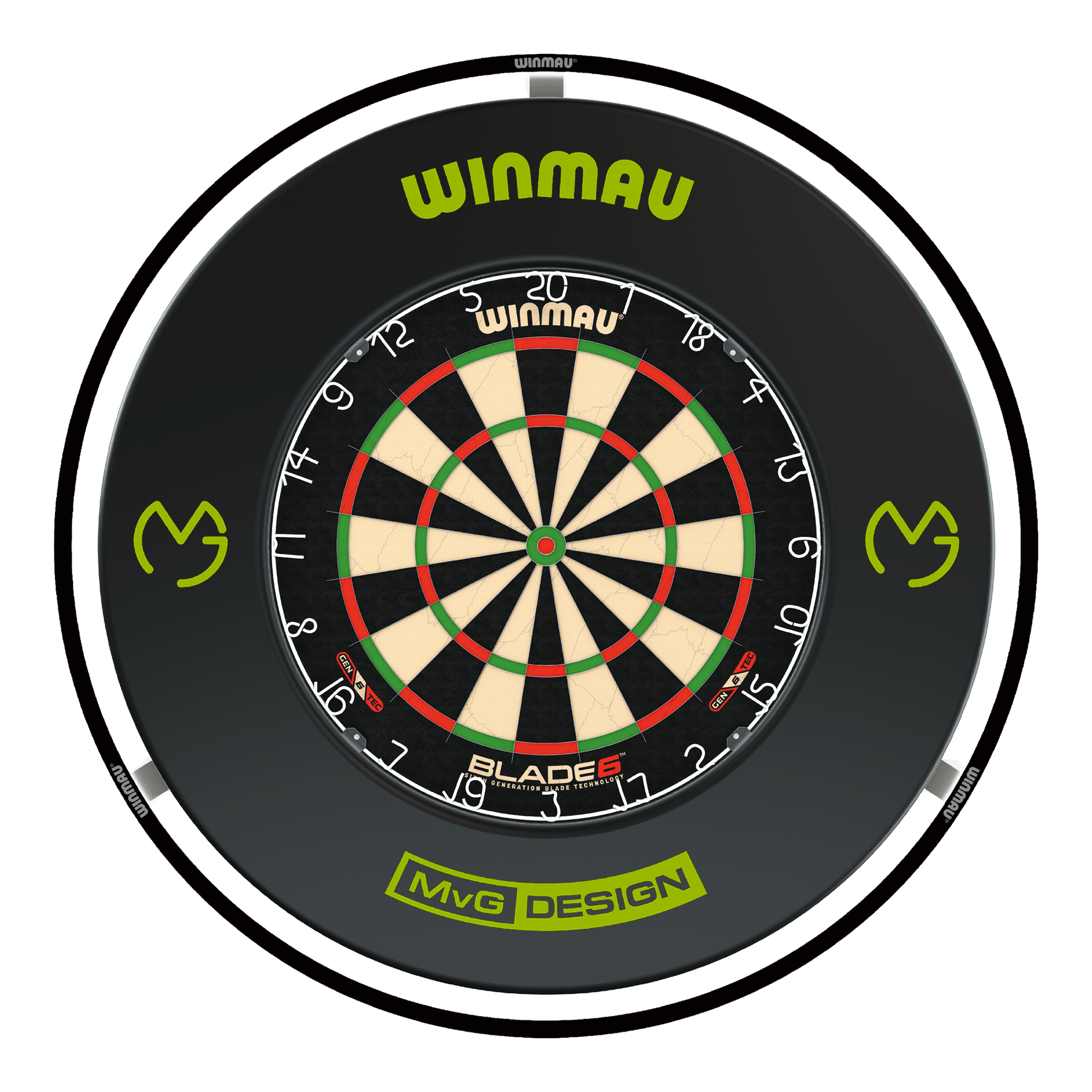 Winmau Blade 6 Dartboard, Surround & Black Plasma Light Bundle Blade 6 / MvG / Winmau Plasma Black Boards