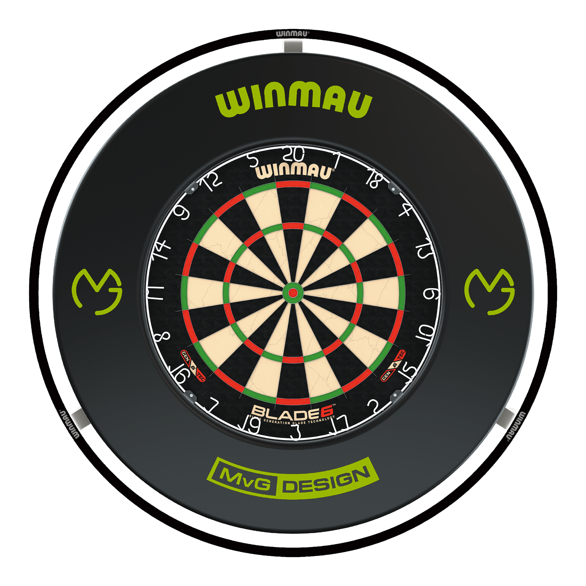 Winmau Blade 6 Dartboard, Surround & Black Plasma Light Bundle Blade 6 / MvG / Winmau Plasma Black Boards