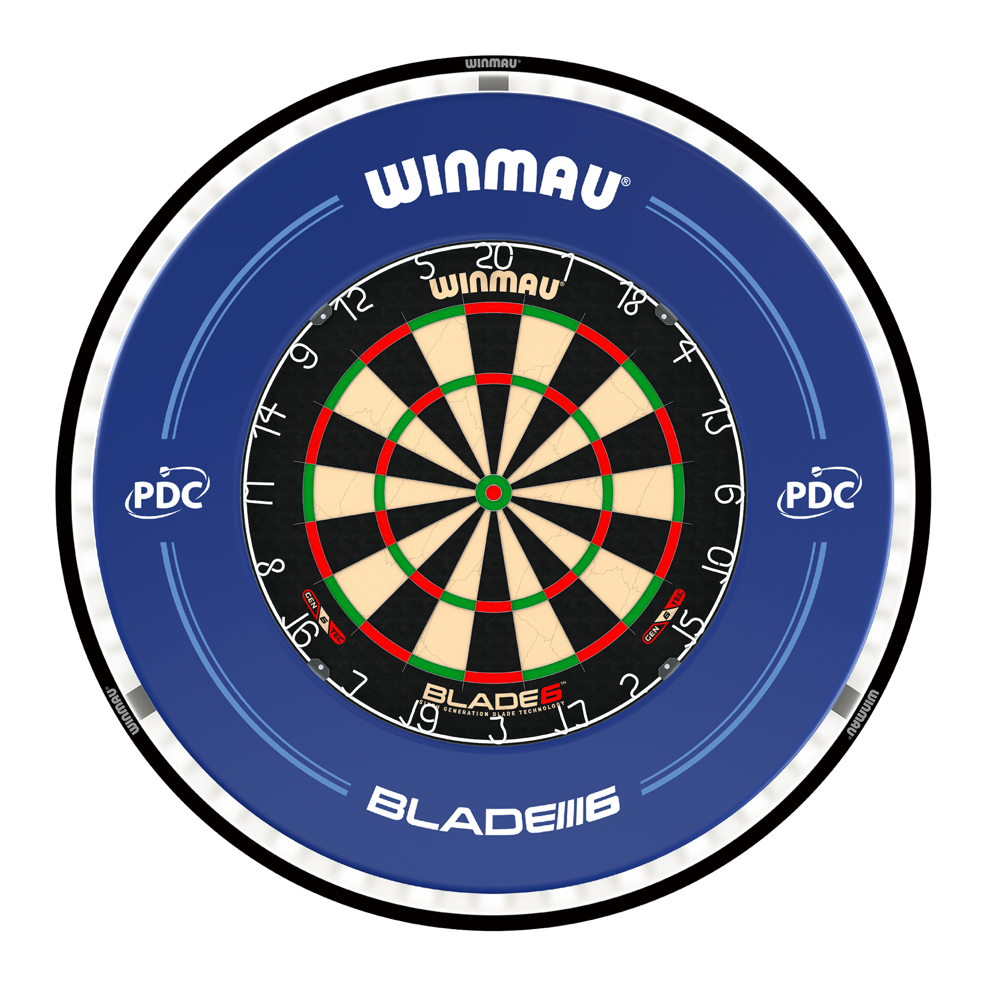 Winmau Blade 6 Dartboard, Surround & Black Plasma Light Bundle Blade 6 / PDC Blue / Winmau Plasma Black Boards