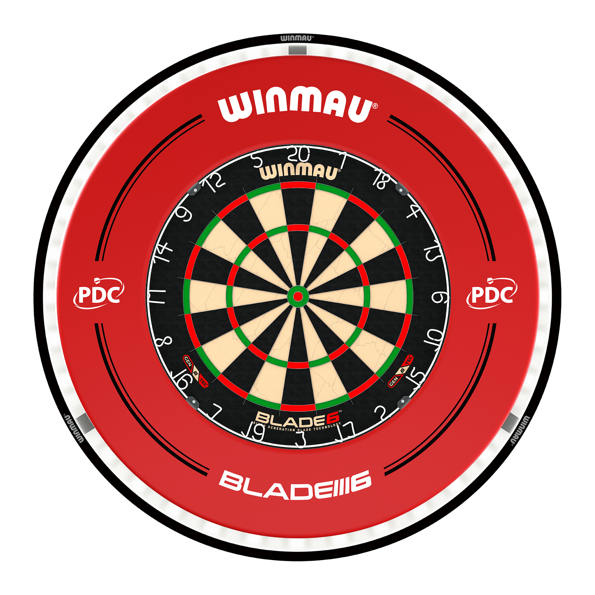 Winmau Blade 6 Dartboard, Surround & Black Plasma Light Bundle Blade 6 / PDC Red / Winmau Plasma Black Boards