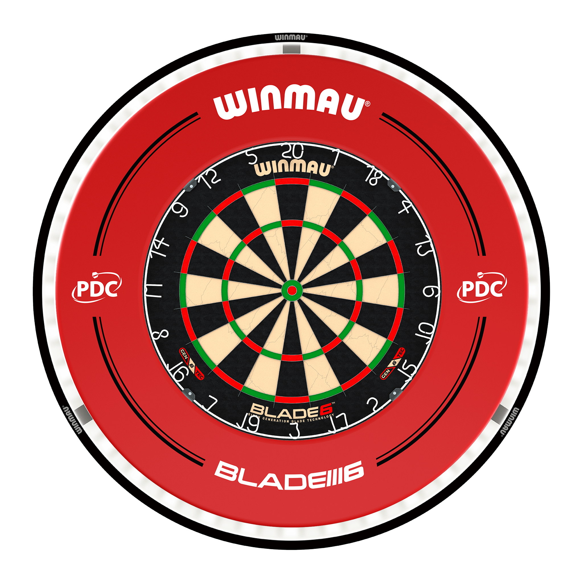 Winmau Blade 6 Dartboard, Surround & Black Plasma Light Bundle Blade 6 / PDC Red / Winmau Plasma Black Boards