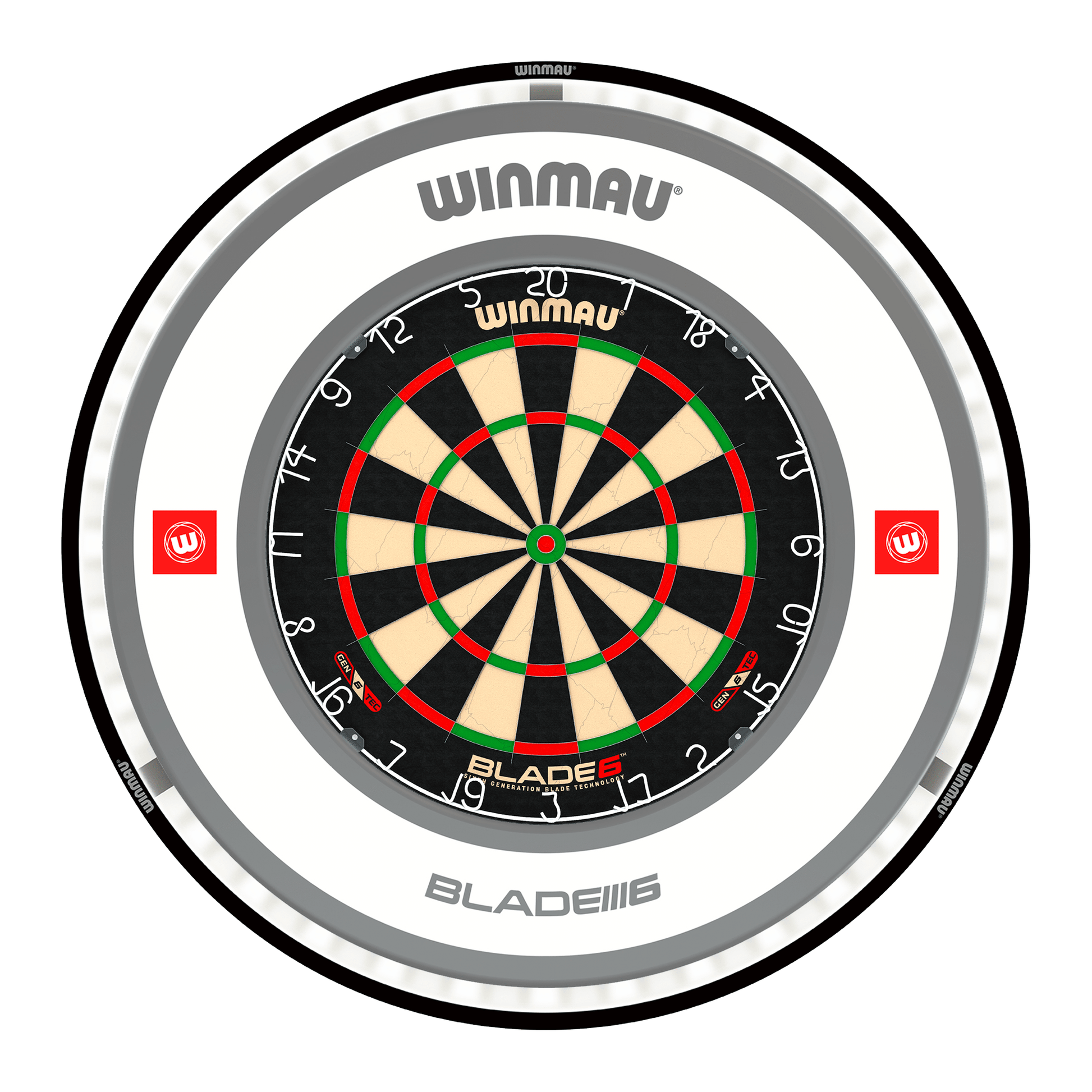 Winmau Blade 6 Dartboard, Surround & Black Plasma Light Bundle Blade 6 / Pro 1.0 White / Winmau Plasma Black Boards