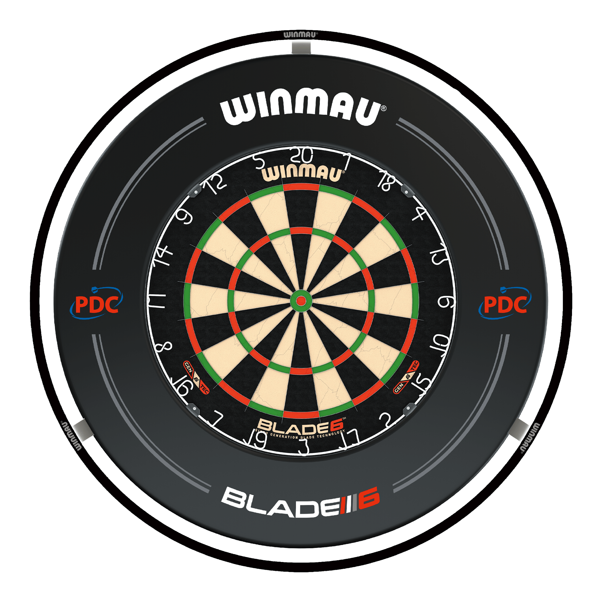 Winmau Blade 6 Dartboard, Surround & Black Plasma Light Bundle Blade 6 / Pro-Line Black / Winmau Plasma Black Boards