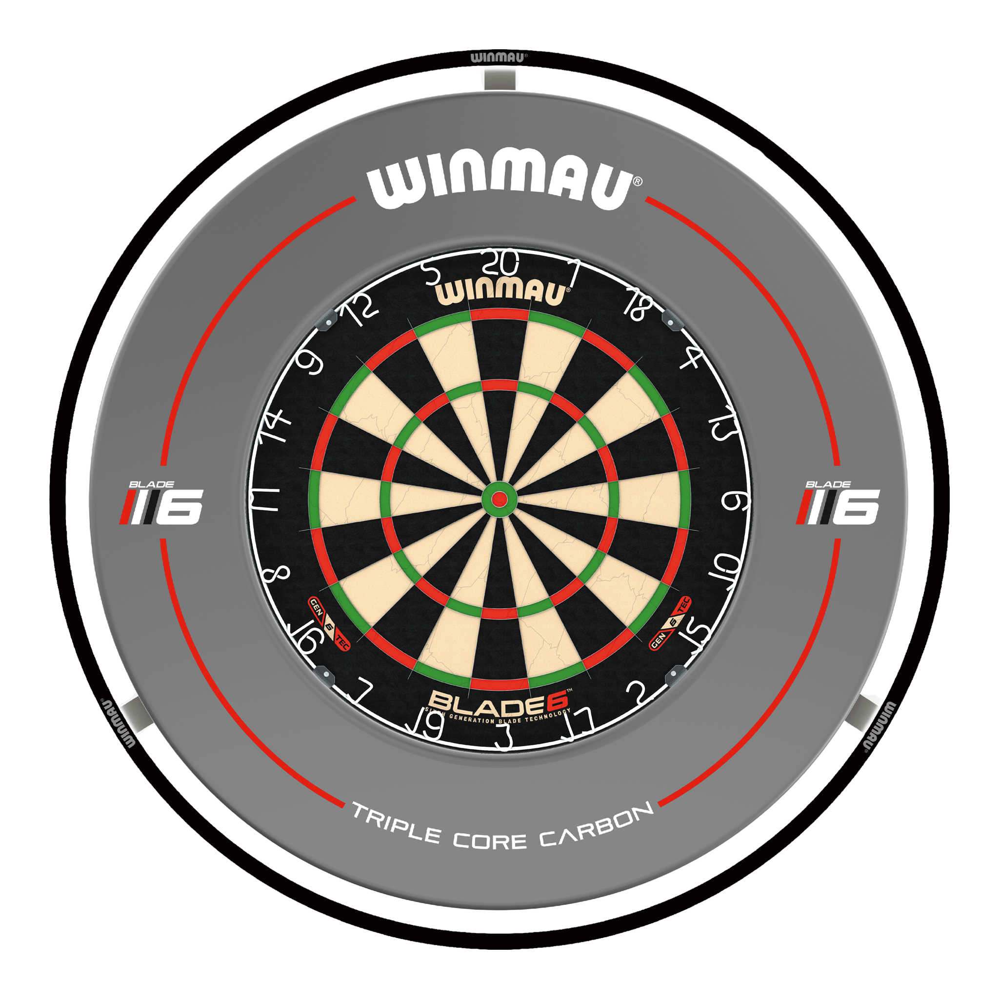 Winmau Blade 6 Dartboard, Surround & Black Plasma Light Bundle Blade 6 / Triple Core / Winmau Plasma Black Boards