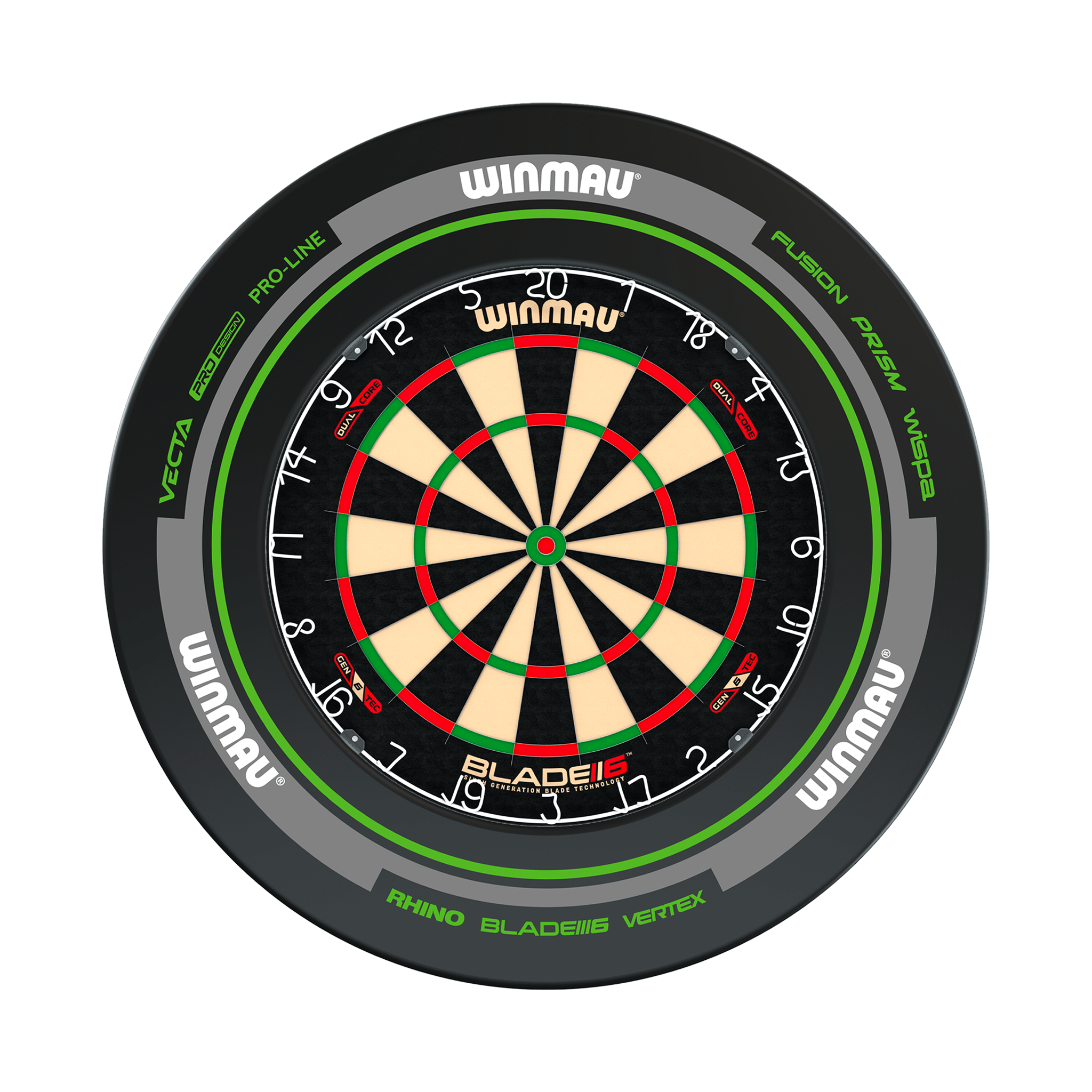 Winmau Blade 6 Dartboard & Surround Bundle Blade 6 Dual Core / Advance Black/Green Boards