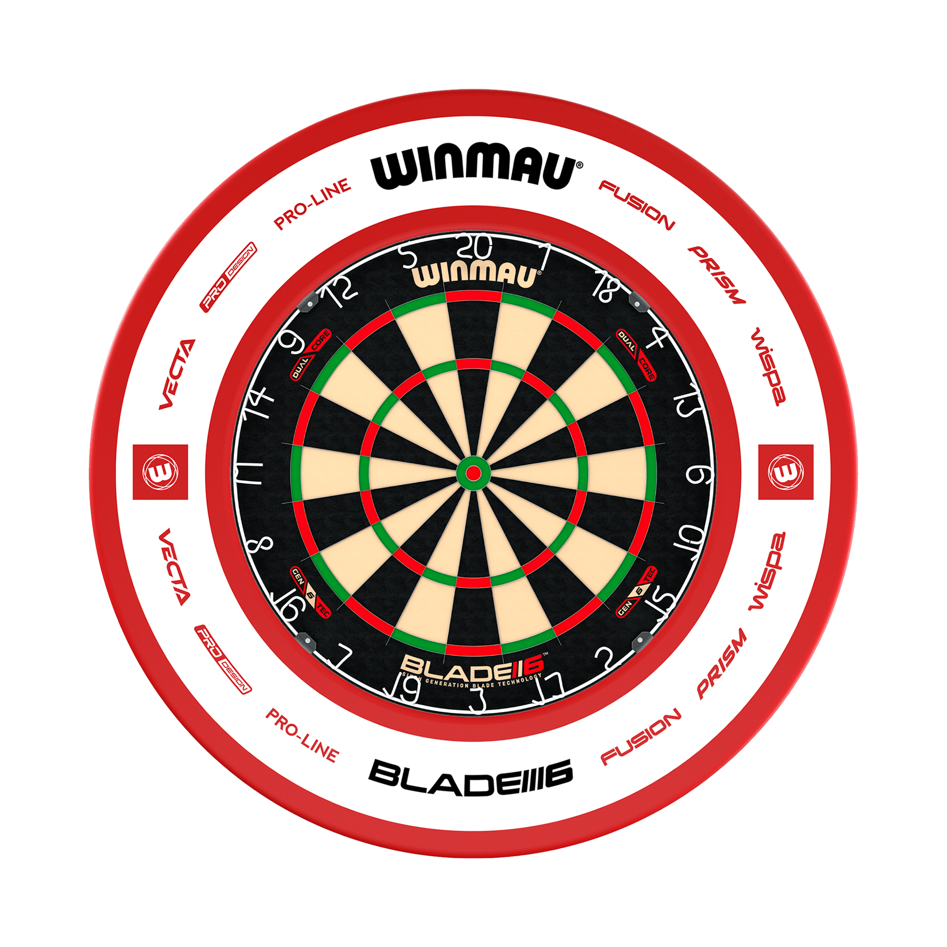 Winmau Blade 6 Dartboard & Surround Bundle Blade 6 Dual Core / Pro 2.0 Red Boards