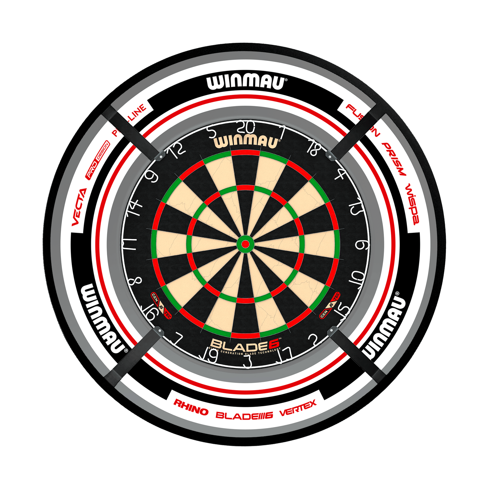 Winmau Blade 6 Dartboard, Surround & Corona Light Bundle Blade 6 / Advance White/Red / Target Corona Vision Boards