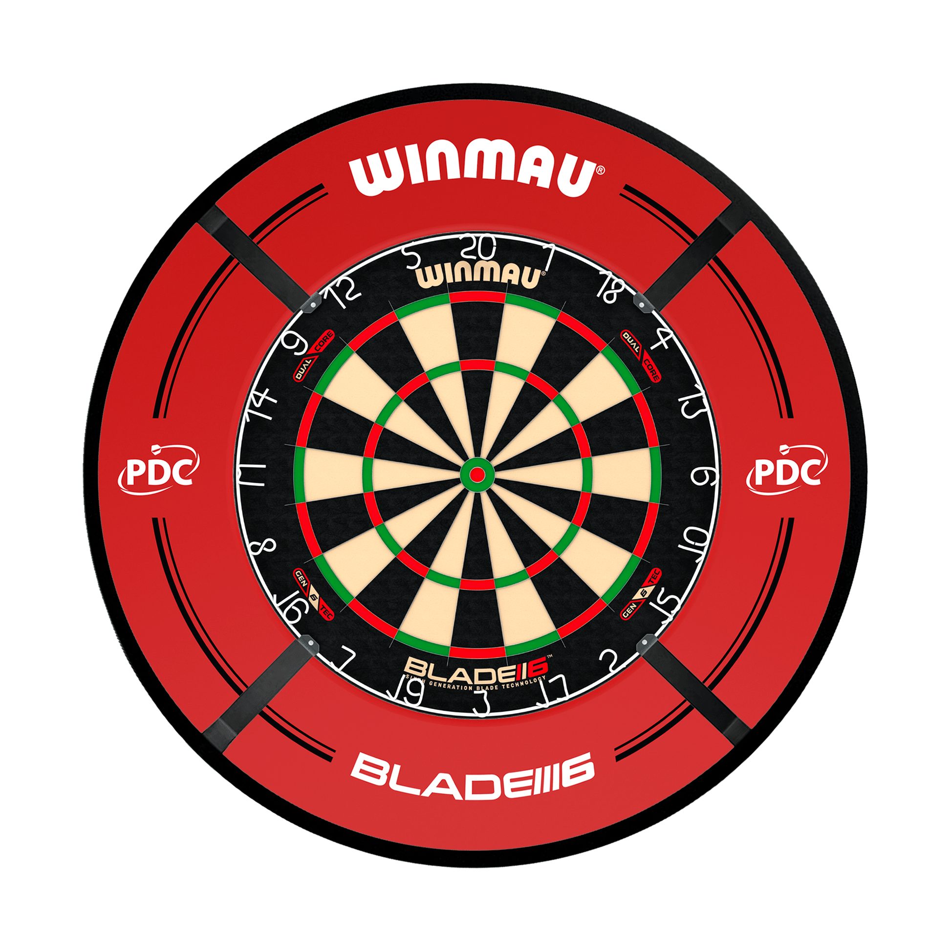Winmau Blade 6 Dartboard, Surround & Corona Light Bundle Blade 6 Dual Core / PDC Red / Target Corona Vision Boards