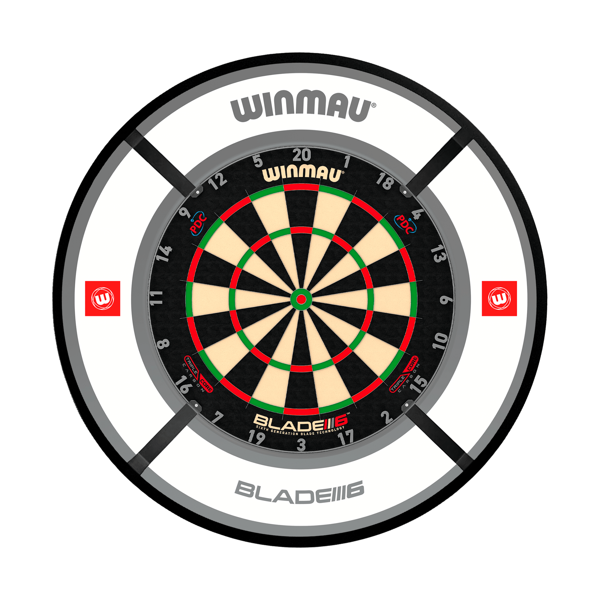 Winmau Blade 6 Dartboard, Surround & Corona Light Bundle Blade 6 Triple Core / Pro 1.0 White / Target Corona Vision Boards